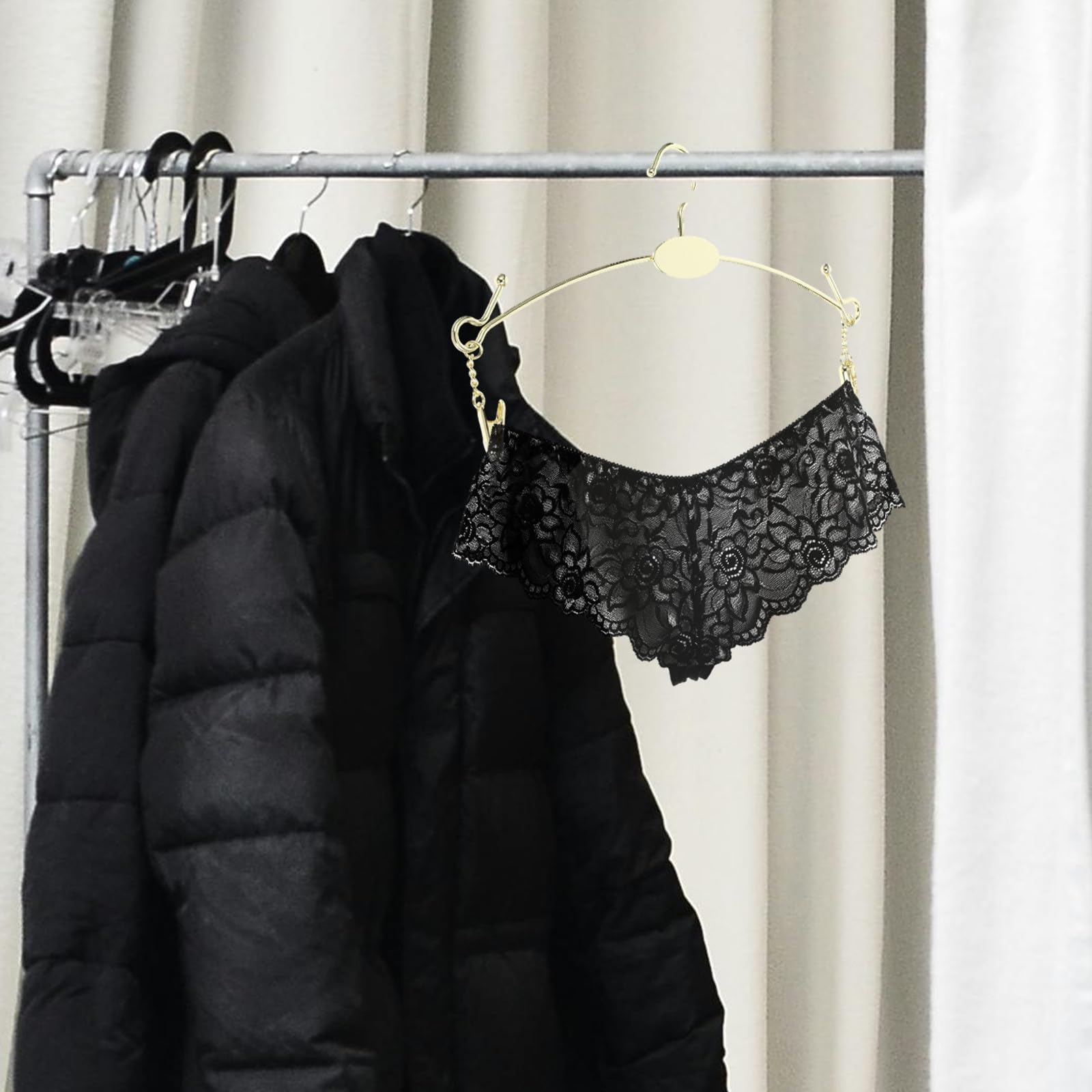 Grucce in Ferro 10 Pezzi, Organizer per Armadio Salvaspazio con Bordo Liscio, Grucce per Reggiseni Resistenti con Gancio Portante, per Riporre Intimo e Mantenere Ordine
