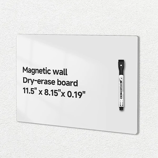 Magnetic Dry Erase Board for Wall, Magnetic Whiteboard for Fridge, 11" x 8" Small White Board with 1 Erasable Marker, Modular Design, Ideal for Kids Home Kitchen Office