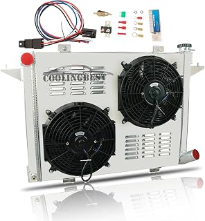4 Row Aluminum Radiator Replacement for 1991 1992 1993 Dodge D250 D350 W250 W350 Ramcharger 5.9 Cummins Diesel PRO, Radiators Electric Fan Shroud Thermostat Kit Combo 91 92 93