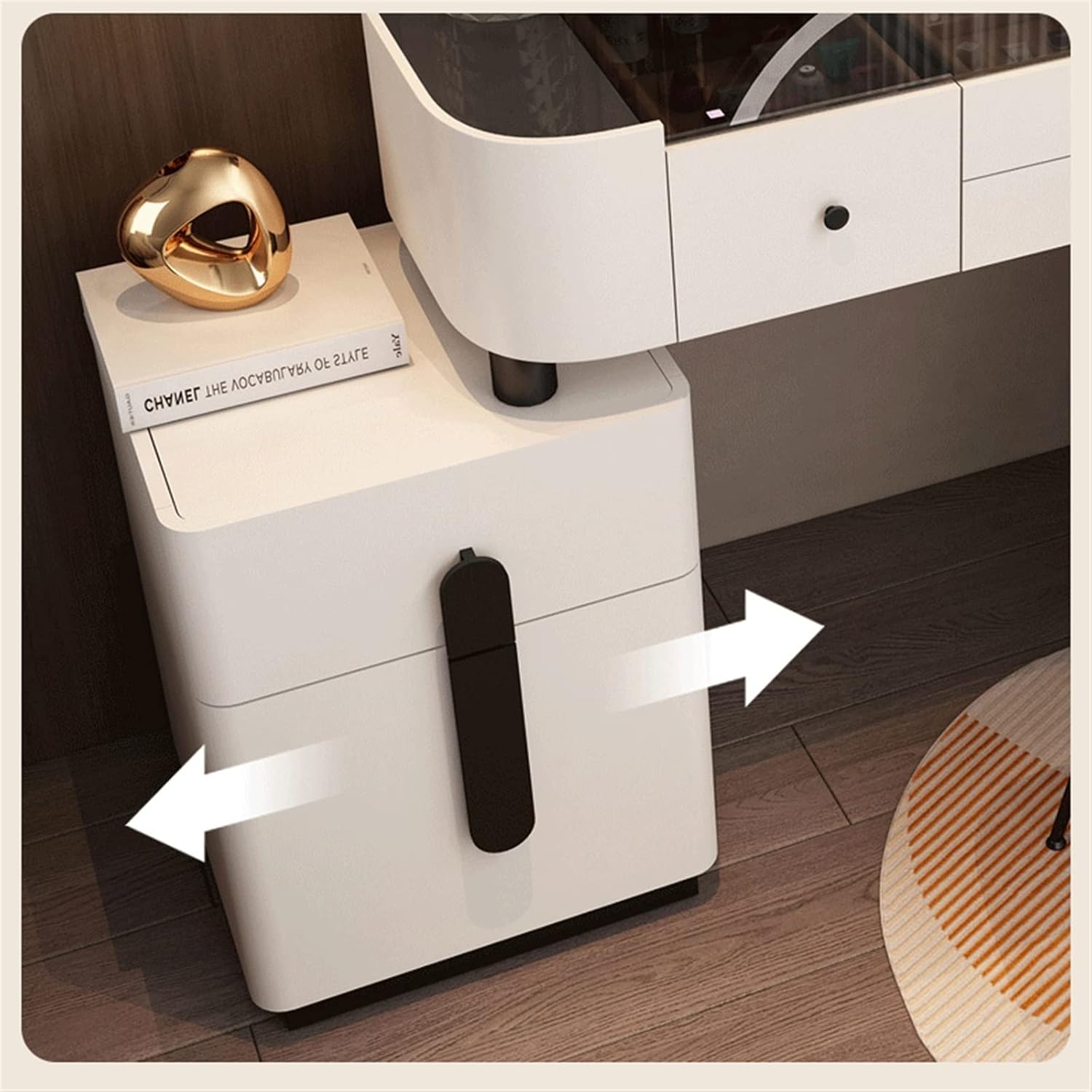 Dressing Table - with 3 Colors Led Hd Mirror,Comfortable Stool Drawers Cabinet,Modern Simple Style,for Girl's Gift (Size : 100cm) ()