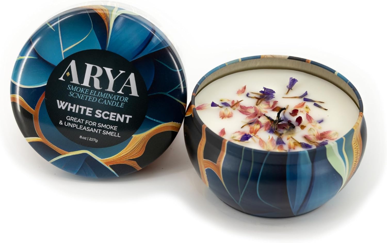 Arya Smoke Eliminator Candle with Flower 100 Soy Wax 50