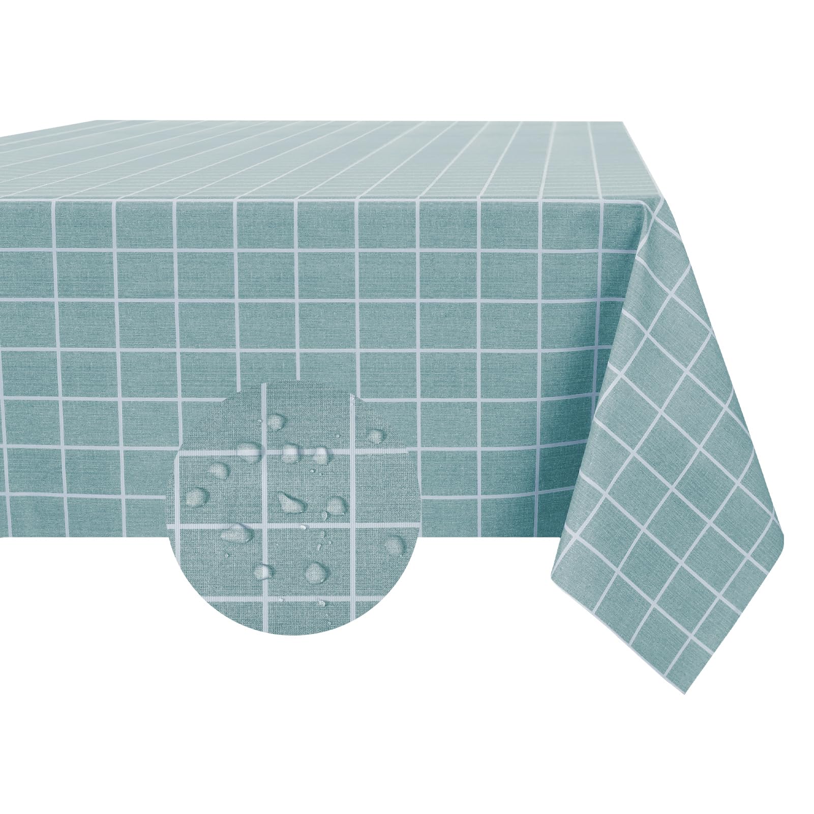 Romanstile Rectangle Plastic Tablecloth, 100% Waterproof Oil-Proof Checkered PVC Table Cloth, Heavy Duty Vinyl Table Cover for Dining, Camping, Picnic, Outdoor - 54 x 120 Inch, Sage Green