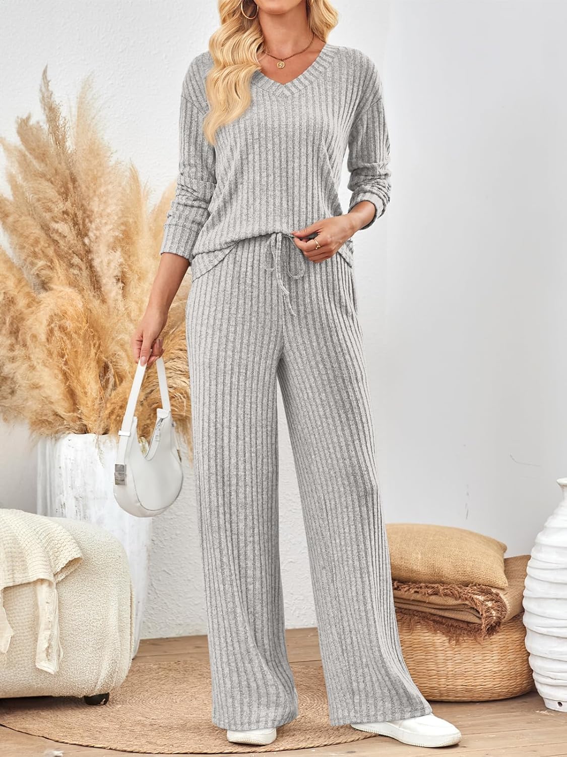 LILLUSORY Matching Lounge Set for Women, 2 Piece Cozy Outfit for Home, Travel, Fall & Winter - Image 3