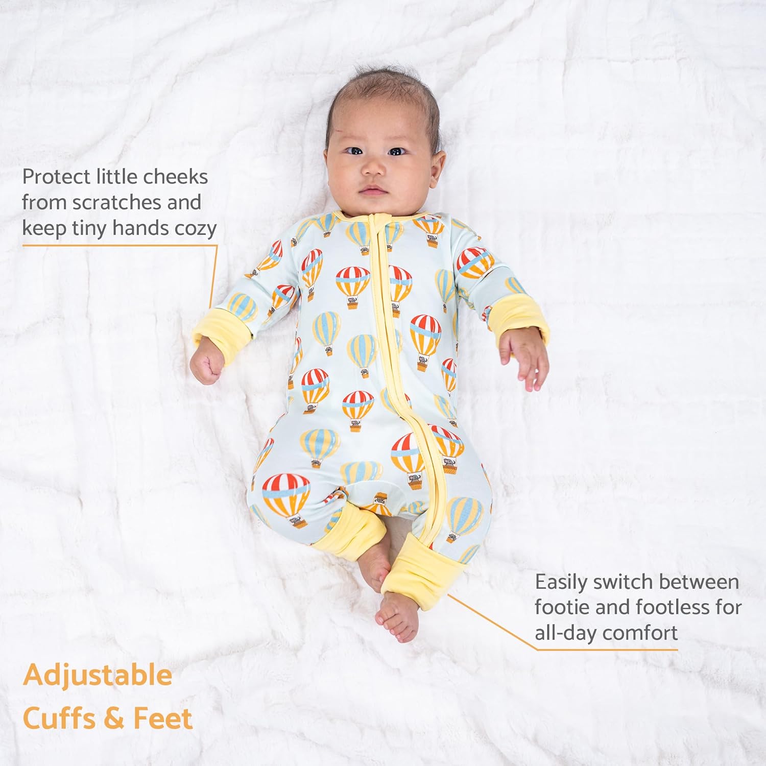 LollyBanks Baby Pajamas, Long Sleeve Baby Romper with 2-Way Zipper, 95% Viscose from Bamboo and 5% Spandex, Infant Sleepers
