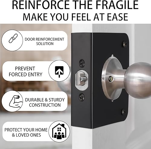 Miniatura 2 de Zonon 2 piezas de placa de refuerzo de puerta de acero inoxidable para cerraduras y puertas, 2-18 pulgadas, orificio único de 2-38 pulgadas,