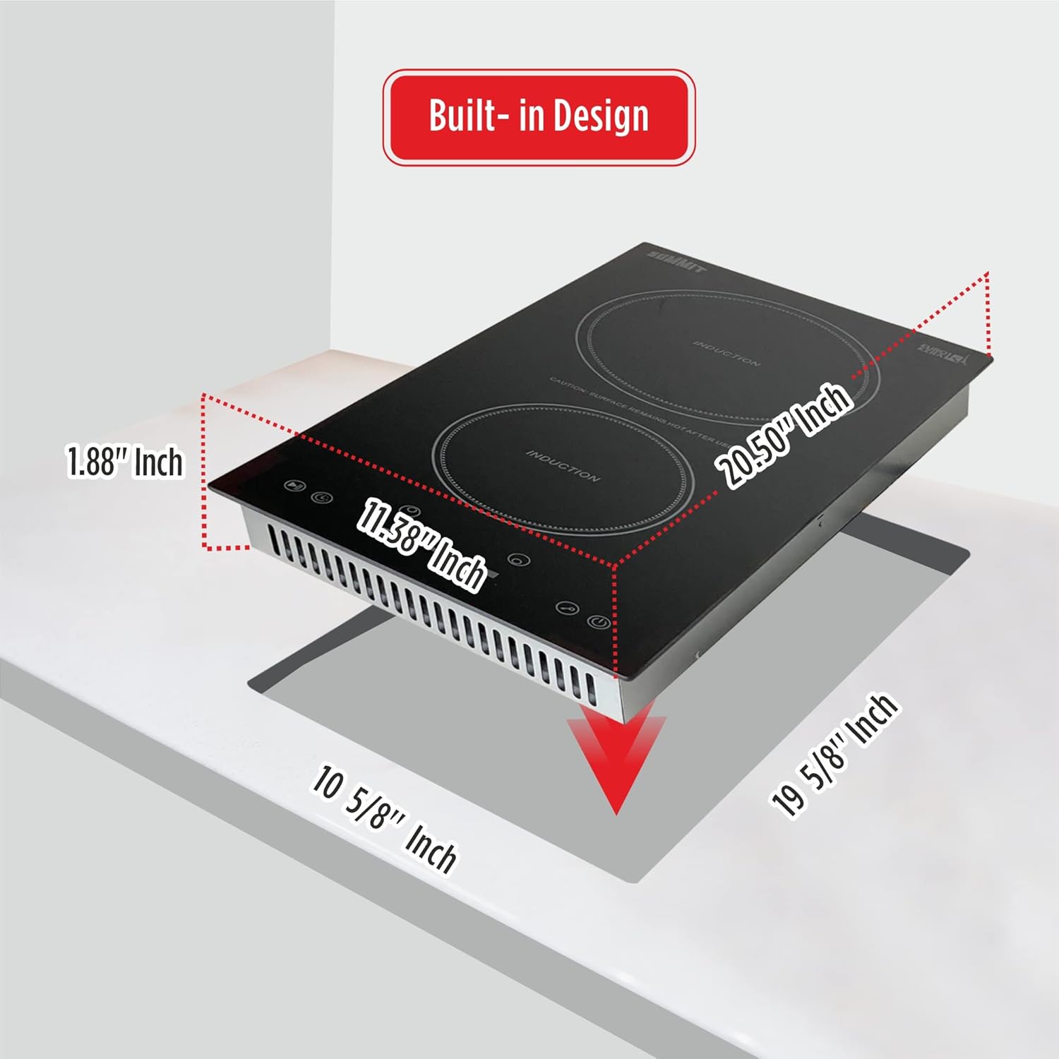 Summit 12" Induction Cooktop, 2 Cooking Zones, 115V Electric Cooktop, ADA Compliant Design, Black- SINC2B115