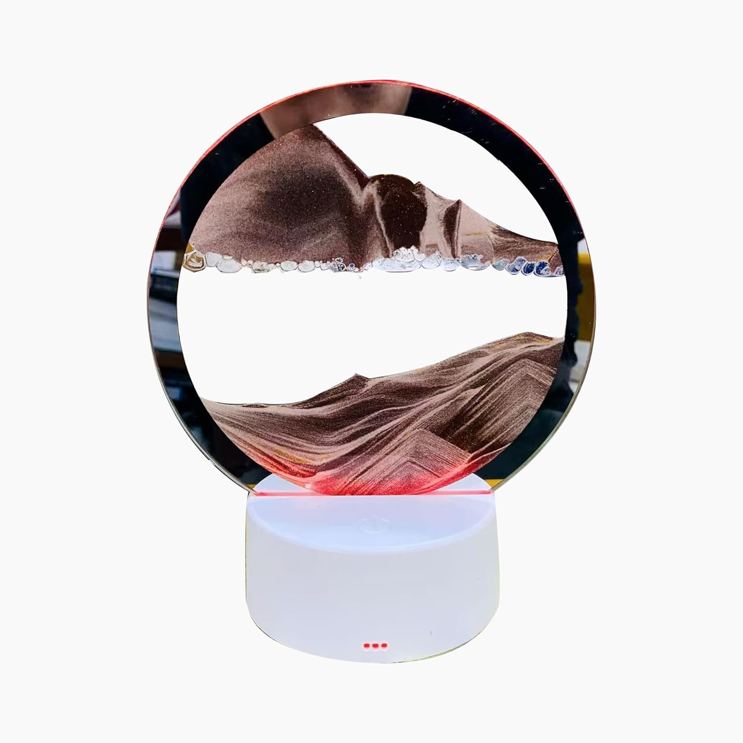 VANTREEGAO Moving Sand Art Picture in Motion - Round Glass Sand Art - Relaxing Home Décor for Office and Living Space (Blue)