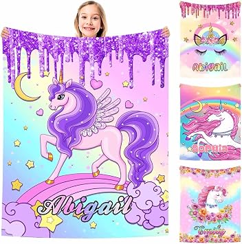 MyPupSocks Personalized Throw Blanket Custom Name Blankets for Girl Daughter Granddaughter Cute Blanket 7 Sizes