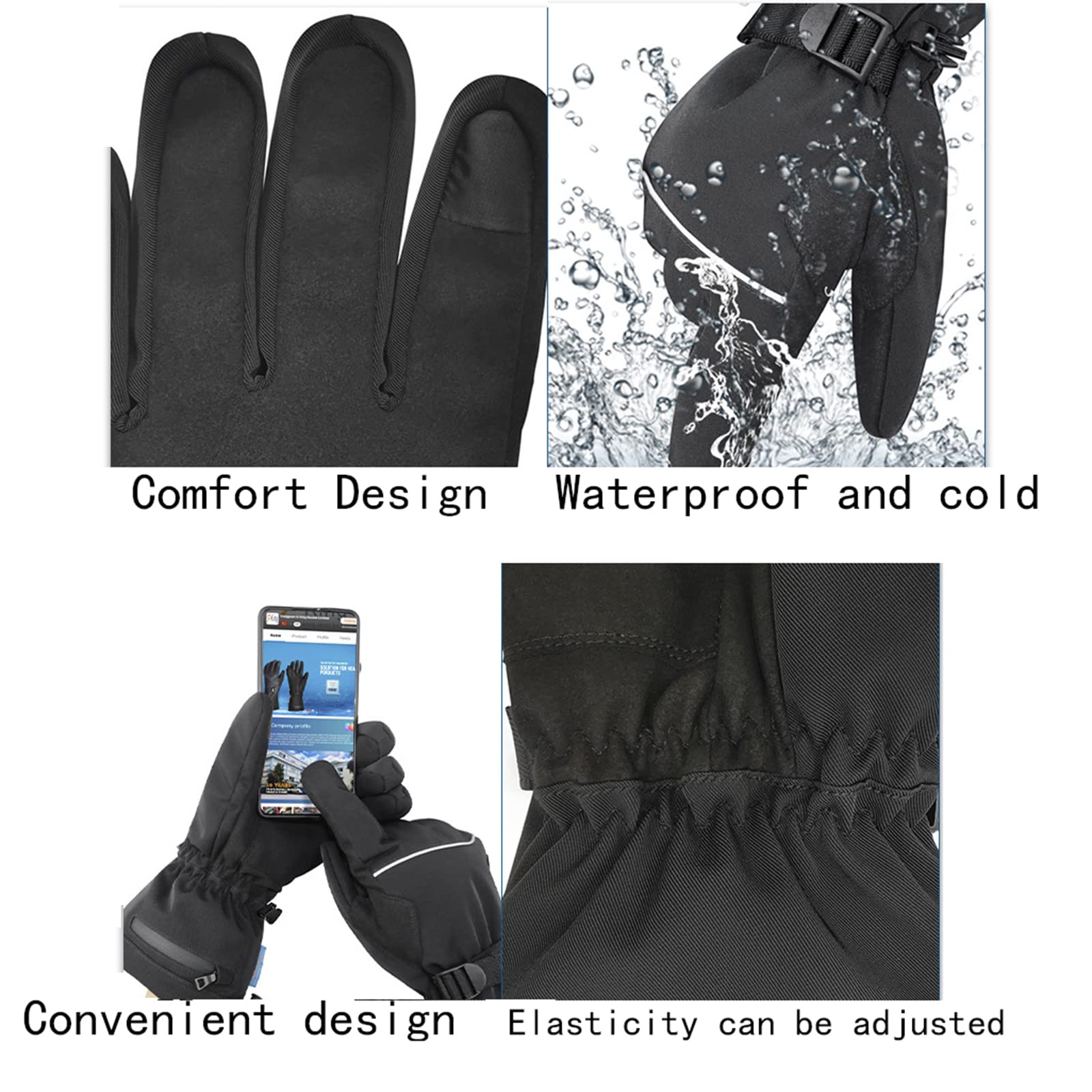 CHEWYNP Guantes de Invierno para Hombres y Mujeres: Guantes Impermeables y cálidos para Clima frío, Guantes térmicos con Dedo de Pantalla táctil 7.4V 2600mah Guantes calentados con batería