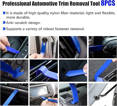 Miniatura 2 de Kit de herramientas de extracción de molduras automáticas, juego de herramientas de palanca sin arañazos para audio de coche, radio, salpicadero,