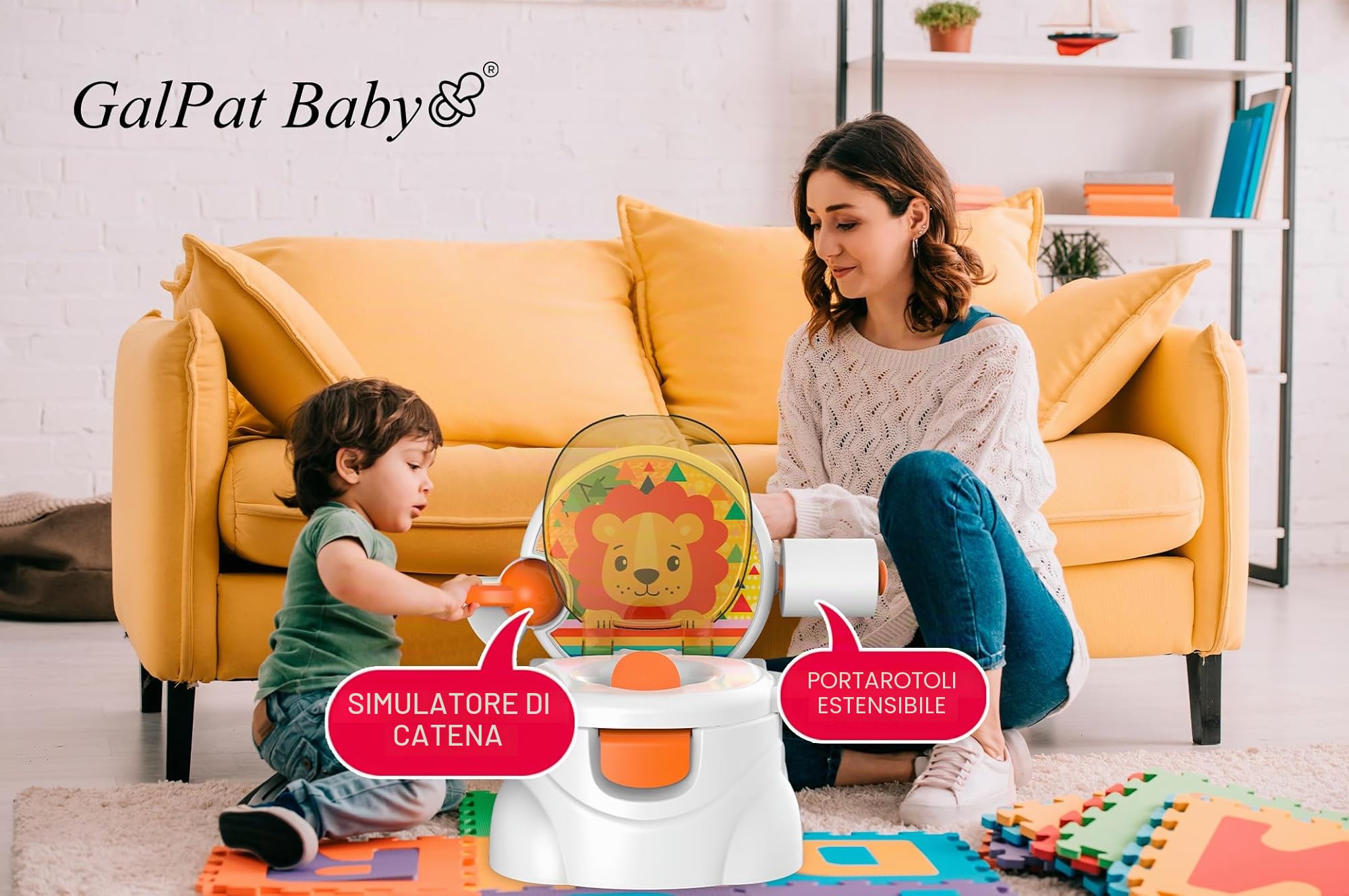 GalPat Baby Vasino Baby 3 in 1 – WC per bambini con musica quando cade urina – Include riduttore WC – Porta rotoli di carta – Simulatore cisterna – Contenitore rimovibile (Rosa)