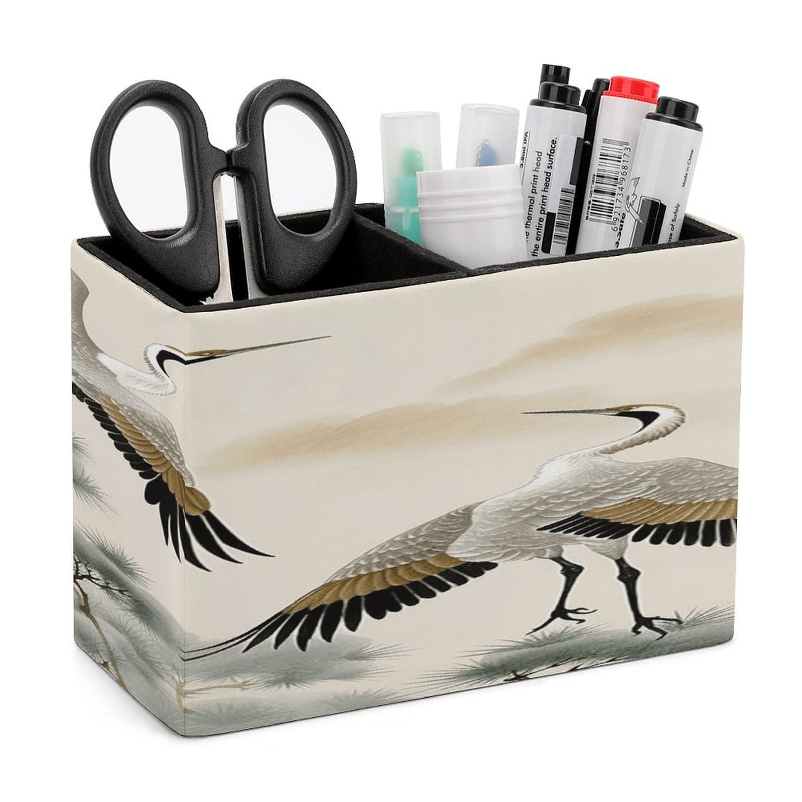 Porte-stylos en cuir Grues Volantes : l'art traditionnel pour votre bureau