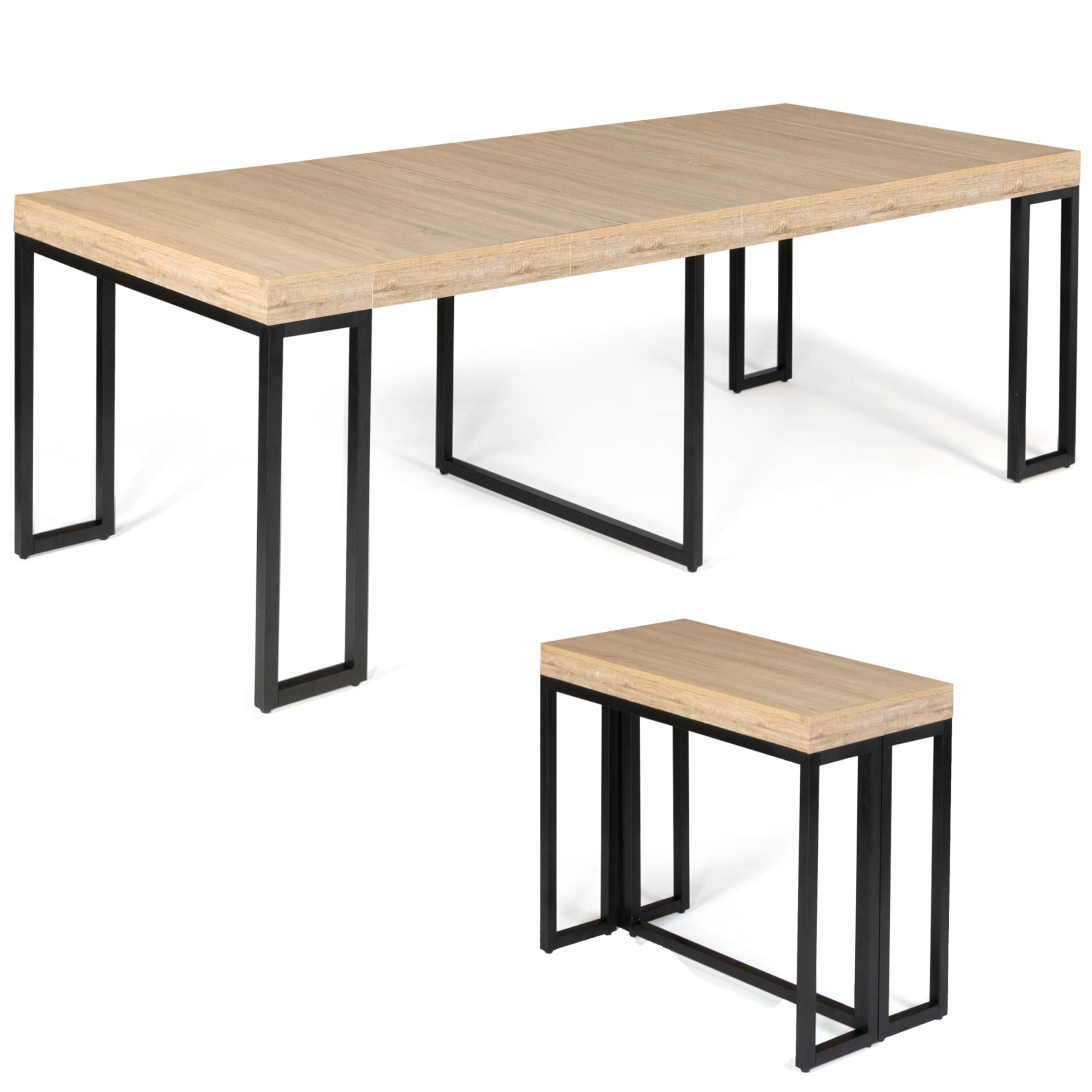 FACILITYS Extensible Console Table in a dining room setting, partially extended.