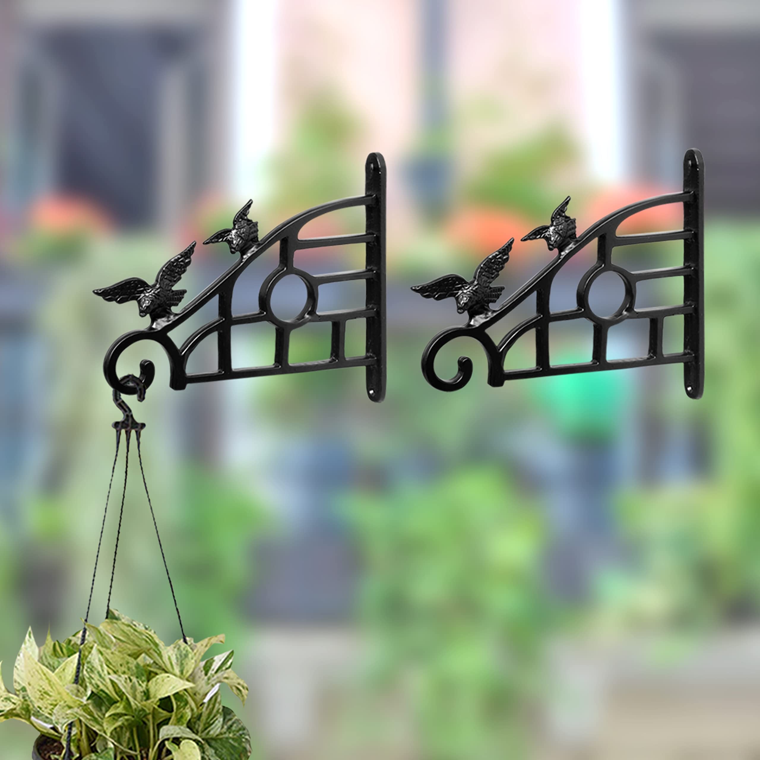 GHAR DWAR Ghardwar Metal Wall Hook (Pack of 2) Hanging Plant Bracket Decorative Straight Plant Hanger for Pots, Bird Feeder, Planters, Lantern, Macramé, Wind Chimes Indoor Outdoor-image-24