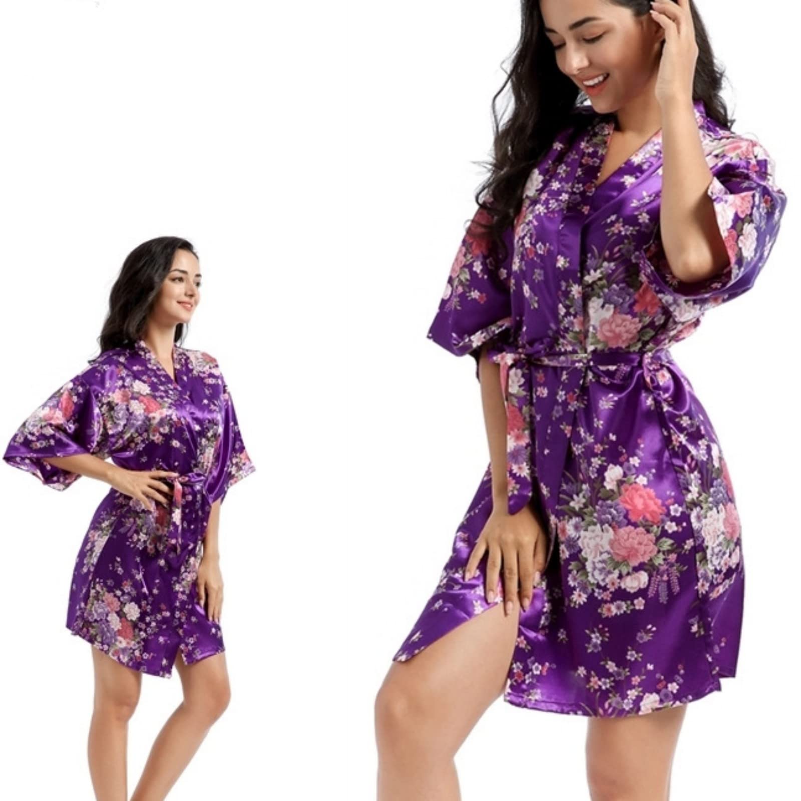 Robe de chambre en satin pour femme, robe de chambre en soie, vêtement de nuit pour demoiselle d'honneur, pyjama de mariage pour nuit, matin et fête