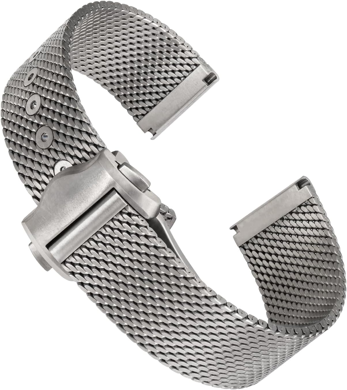 watchdives Watch Band Stainless Steel Mesh Straps for Men, 18mm 20mm 22mm Mesh Bracelet Adjustable Woven Metal Straps (20mm/ Full Titanium)