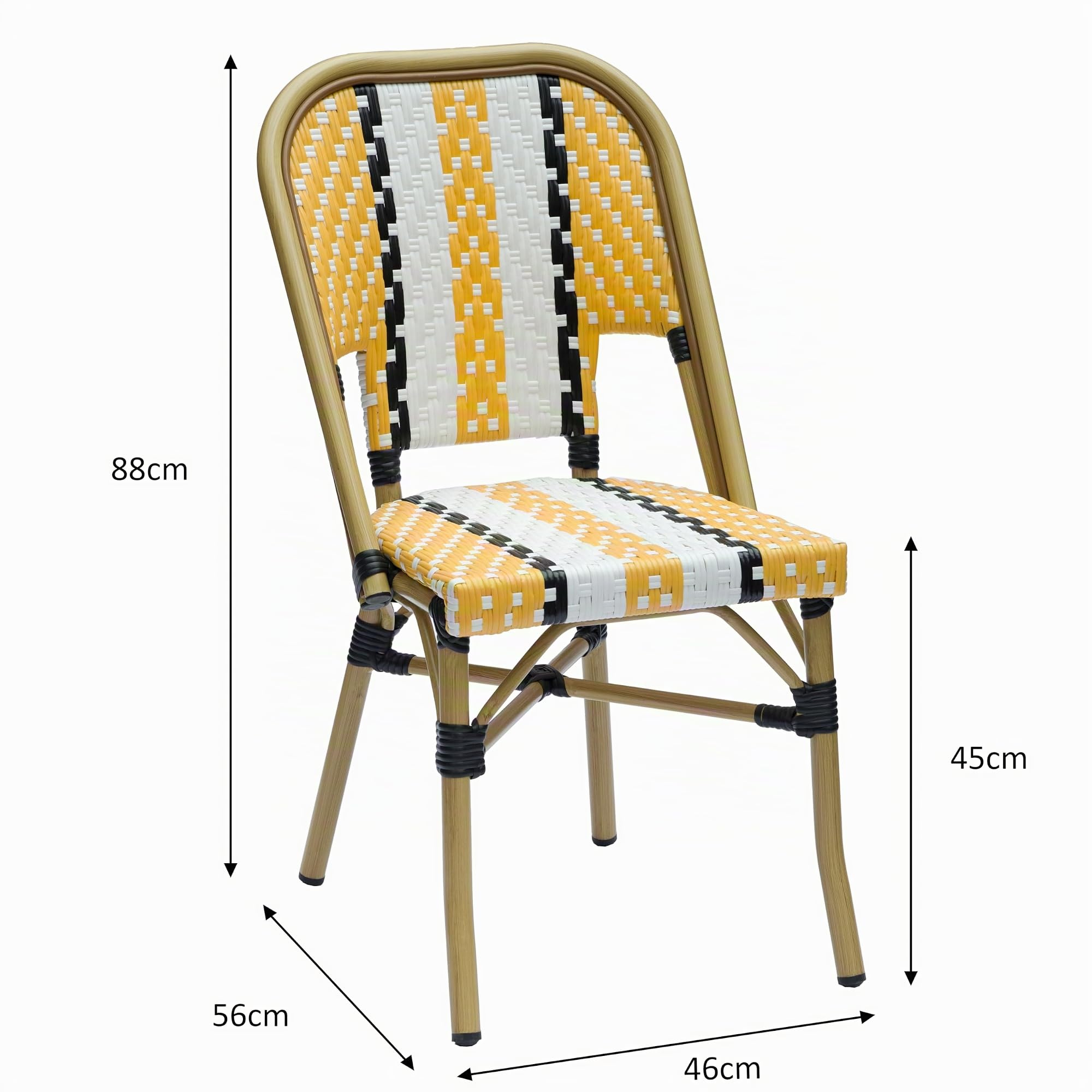 METRO Professional Chaise Pigalle, empilable, Aluminium/rotin PE, Jaune
