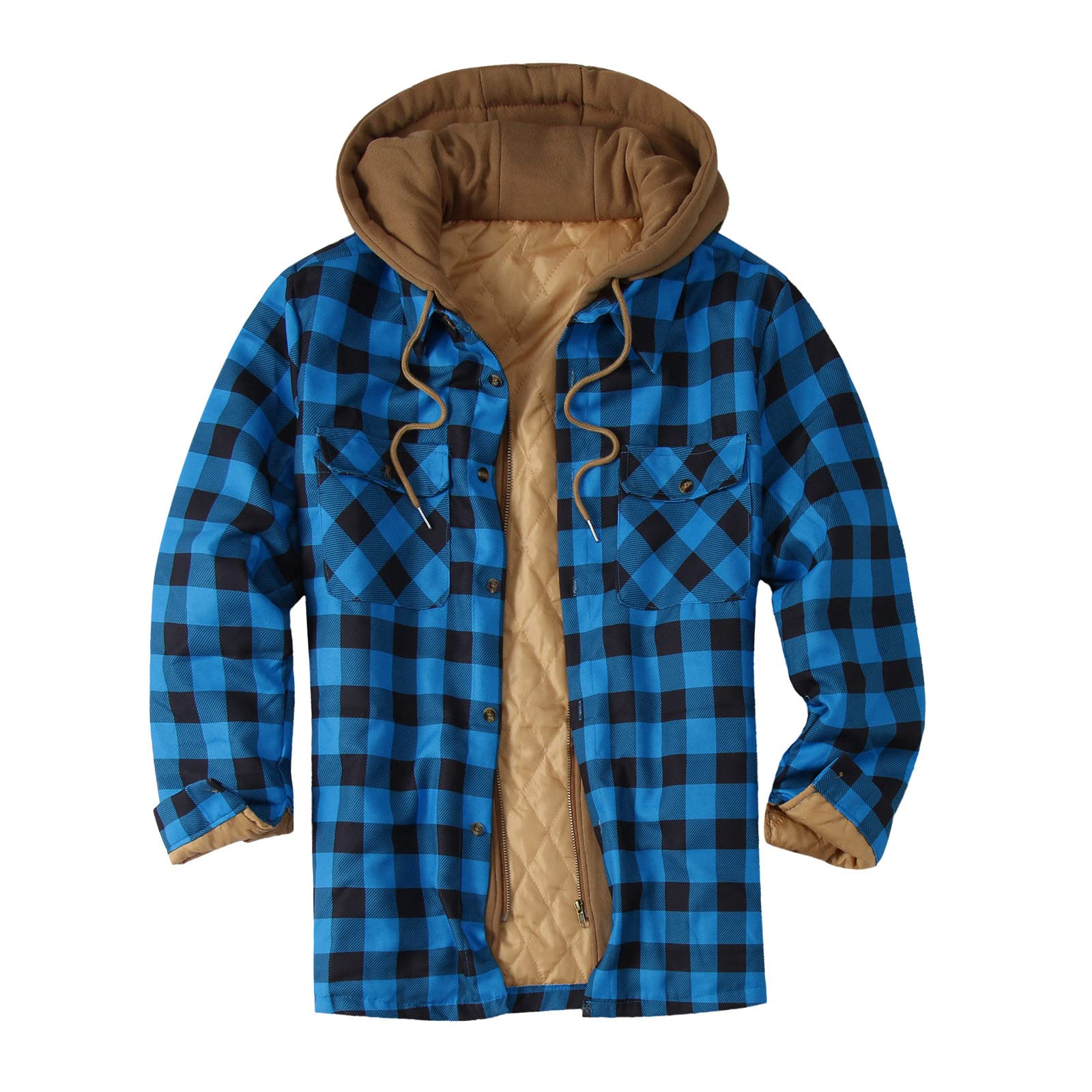Camisa de franela de manga larga para hombre, de forro polar, con botones, para el tiempo libre, ajuste normal, forro polar, térmica, para hombre, de franela de manga larga, a cuadros,