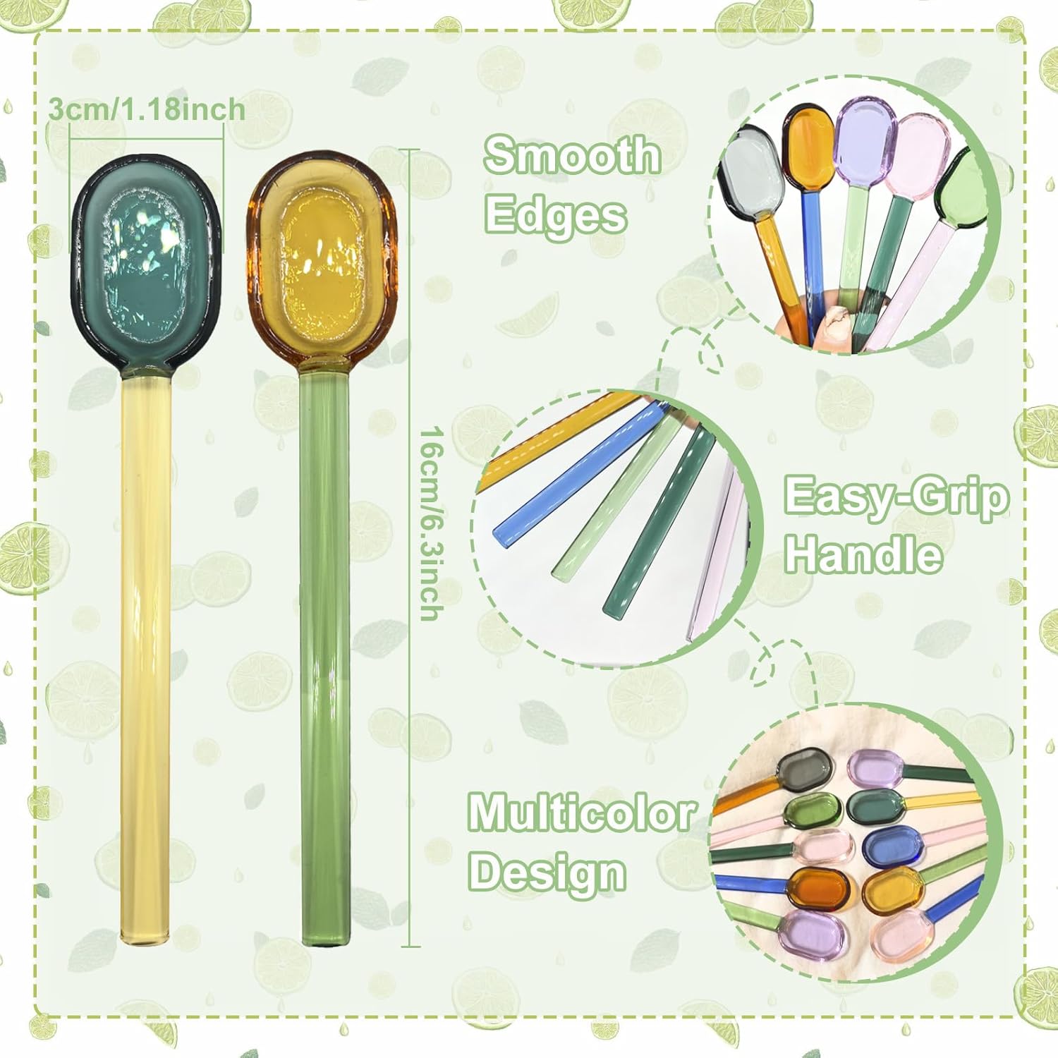 5 Pieces Coffee Spoons, Glass Coffee Stirring Spoon, Espresso Stirring Spoon, Coffee Teaspoons, 6inch Coffee Stirrers for Tea Cocktail Milkshake Cold Drink Home Bar Party - Image 3