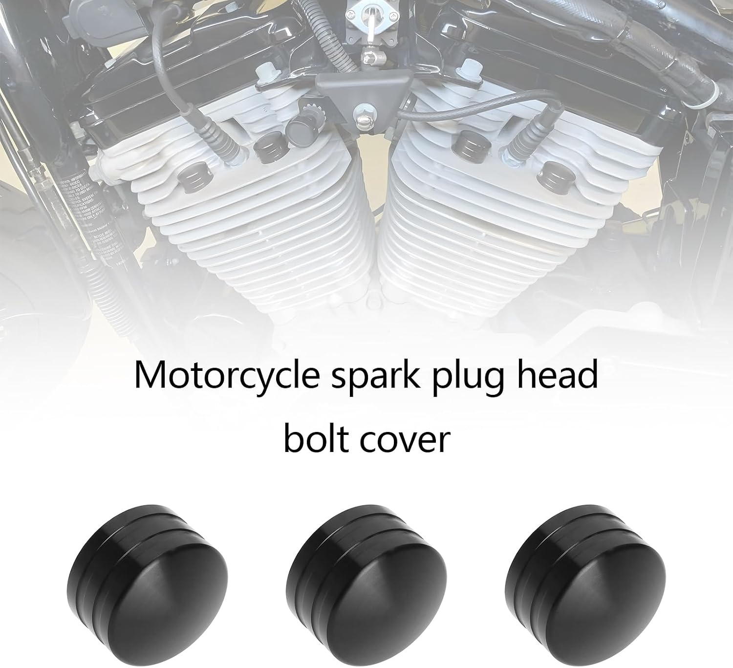 4pcs Motorcycle Head Bolt Caps Spark Plug Head Bolt Cover Spark Plug Cap Compatible with Har-Ley Sportster Compatible with Twin Cam Big Twin, Black