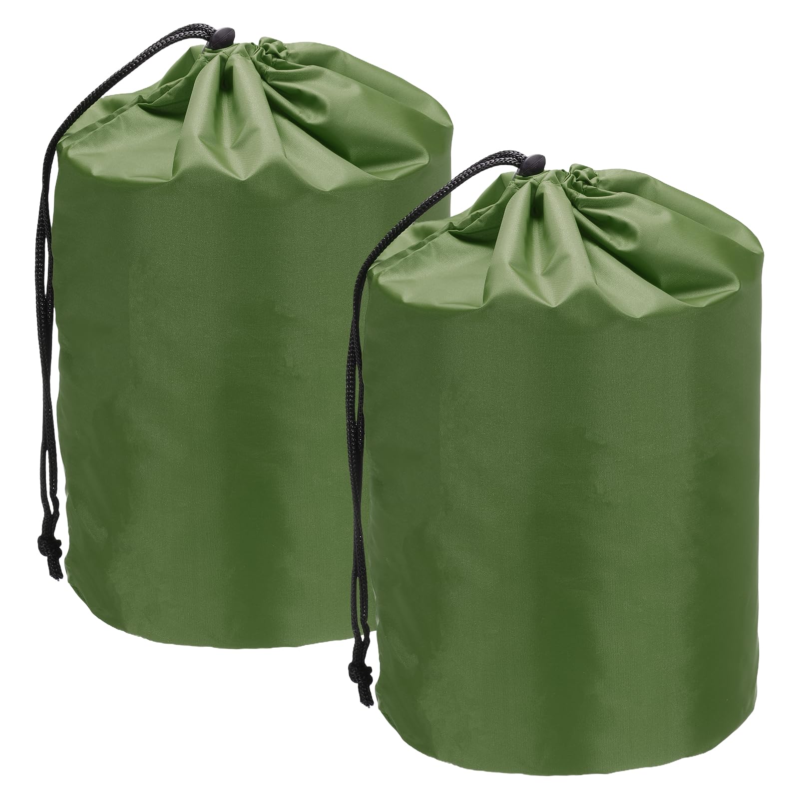 YELARXI Stuff Sack, Nylon Waterproof Storage Sacks Portable Drawstring Outdoor Products Ditty Bag Ultralight Dust Flap 14 x 27 Inch & 2Pcs & Army Green - Fit for (Camping/Traveling/Hiking)