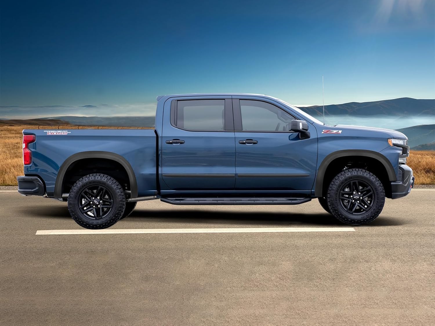 IKON MOTORSPORTS, Fender Flares Compatible with 2019-2023 Chevy Silverado 1500, Factory Style PP 4PC Textured Black Extension Fender Panel