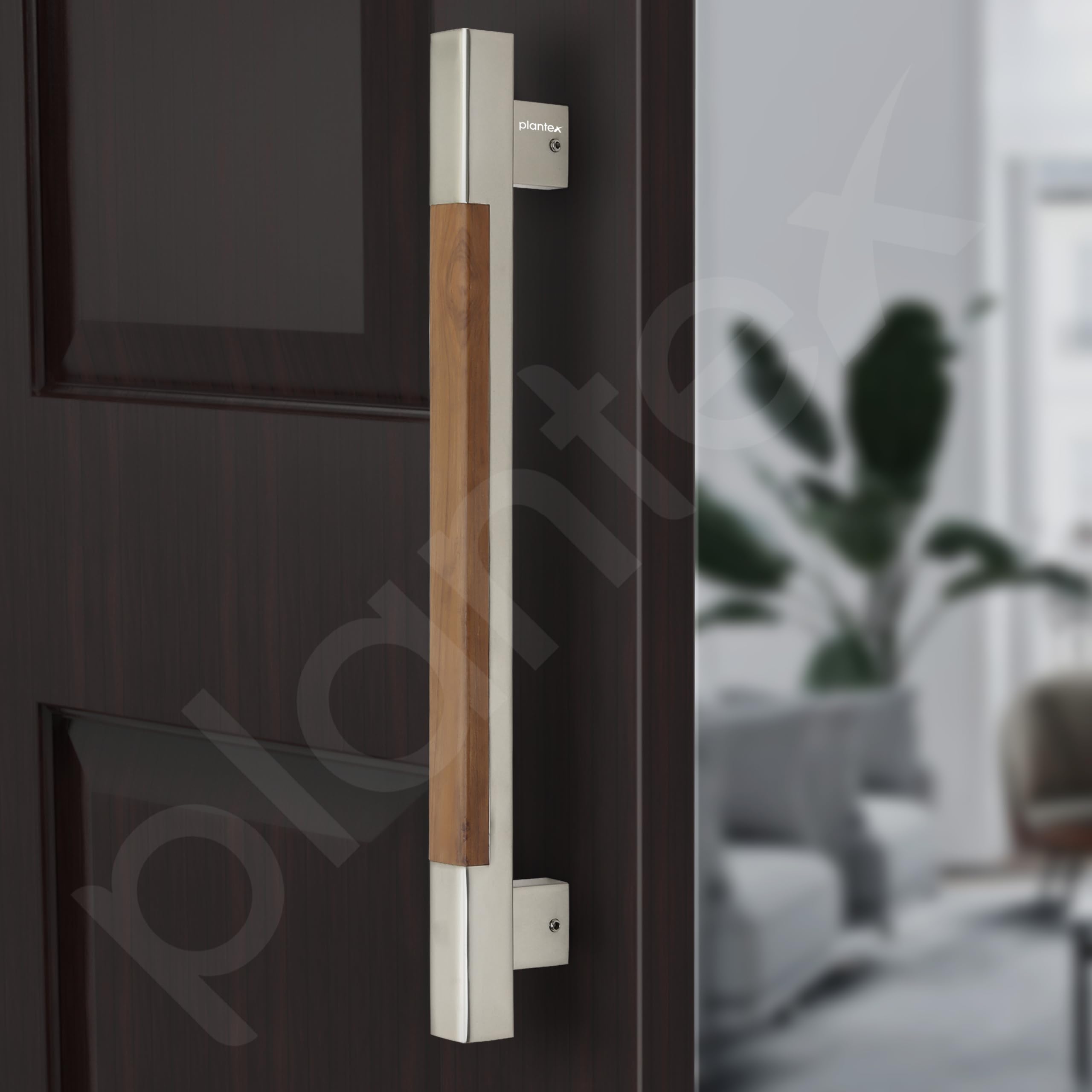 Plantex Satin & Wood Main Door Handle - Durable & Stylish -9
