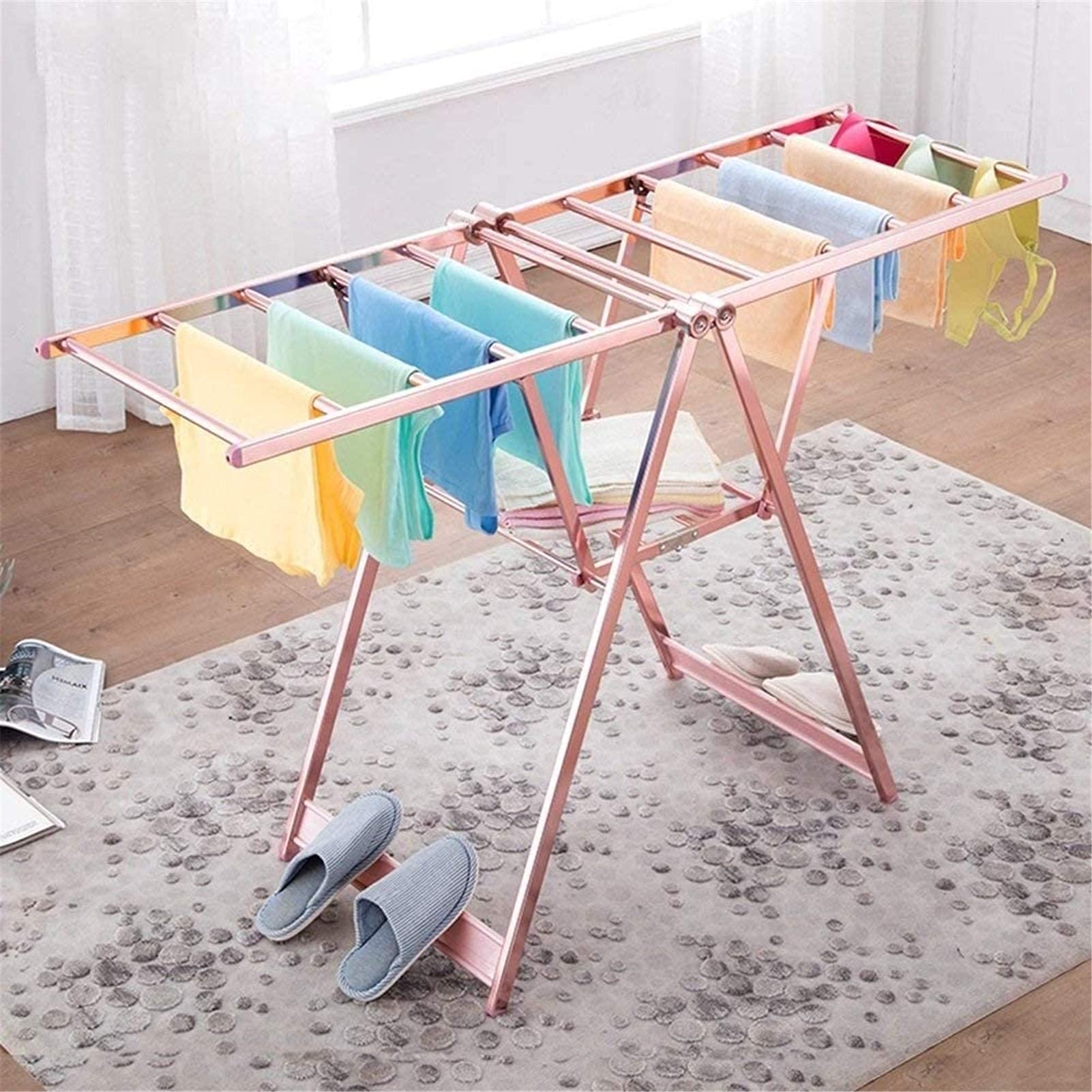 BBZZ Electric Heated Clothes Airer Dryer Drying Racks Clothes Airer Drying  Rack Aluminum Alloy Folding Airfoil Floor-standing Indoor And Outdoor