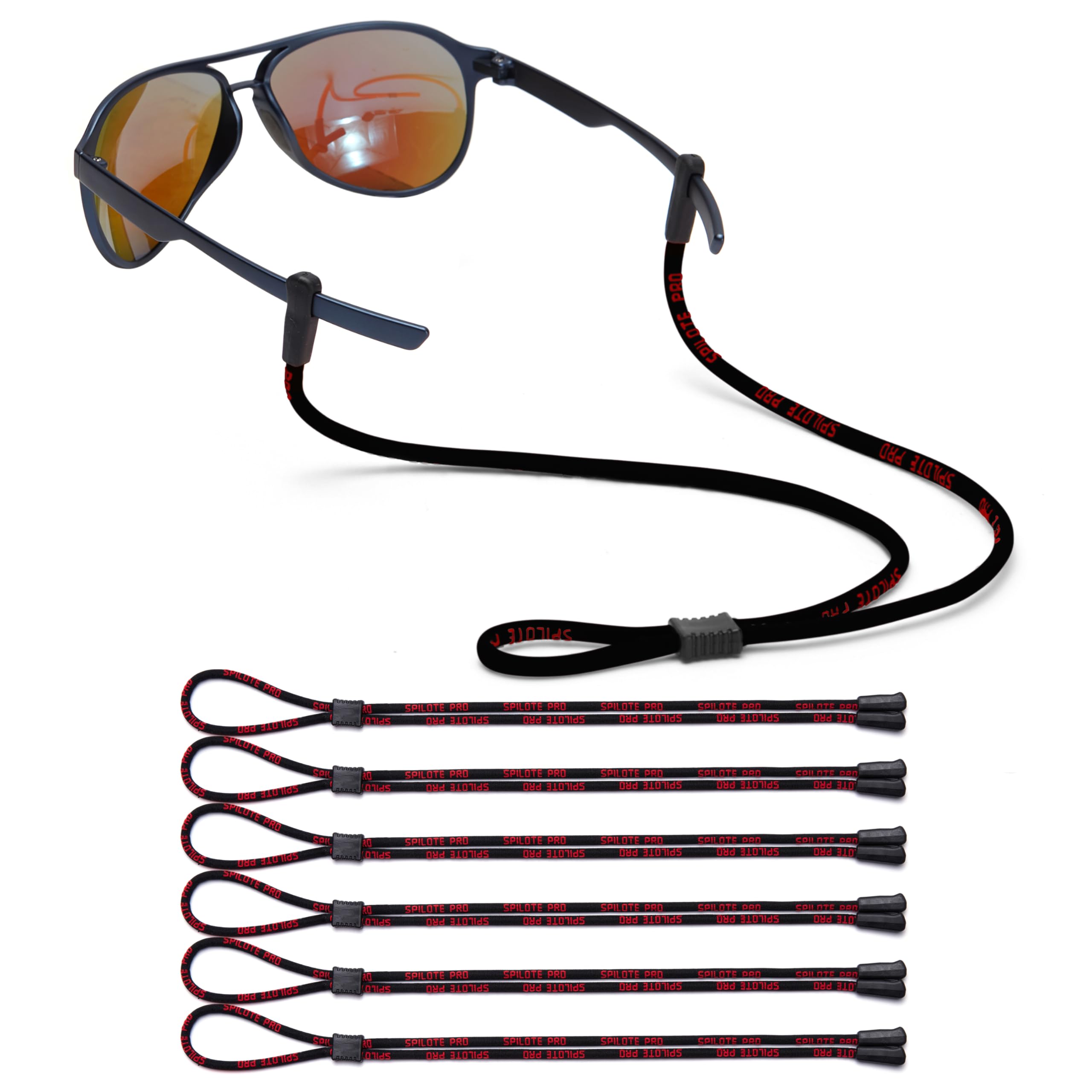Boelley Eyeglasses String Holder Strap Chain Necklace Rope-Sports Sunglasses Strap Cord Lanyard-Adjustable Eyewear Retainer (Black /6Pcs)