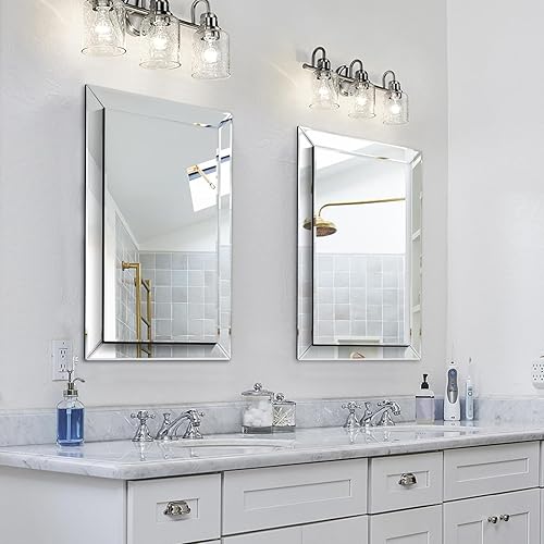 Miniatura 5 de Pregaspor Espejo en espejo de pared para baño, 20 x 30 pulgadas, rectangular, sin marco, espejos de tocador de baño para pared, espejos de borde