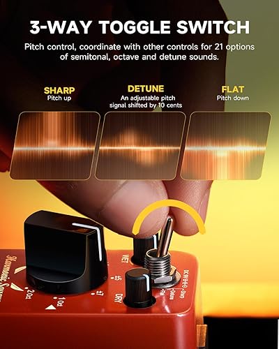 Vista 3 de Donner - Pedal octavador de guitarra, pedal octavador digital Harmonic Square, cambio de tono, 7 tipos de tono, 3 modos de tono: sostenido, Octava