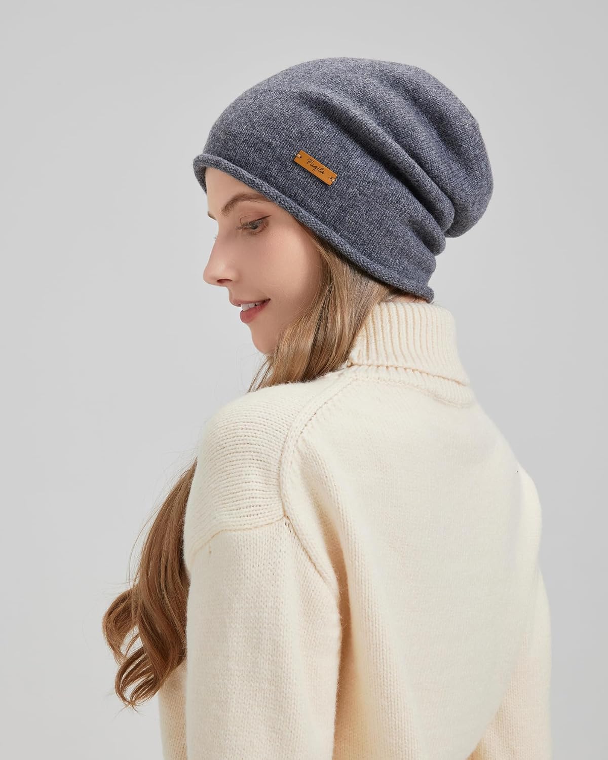 100% Merino Wool Slouchy Beanie Hat, Women Warm Winter Caps Soft, Ladies Breathable & Cozy Stretchy Knitted Skull Cap - Image 5