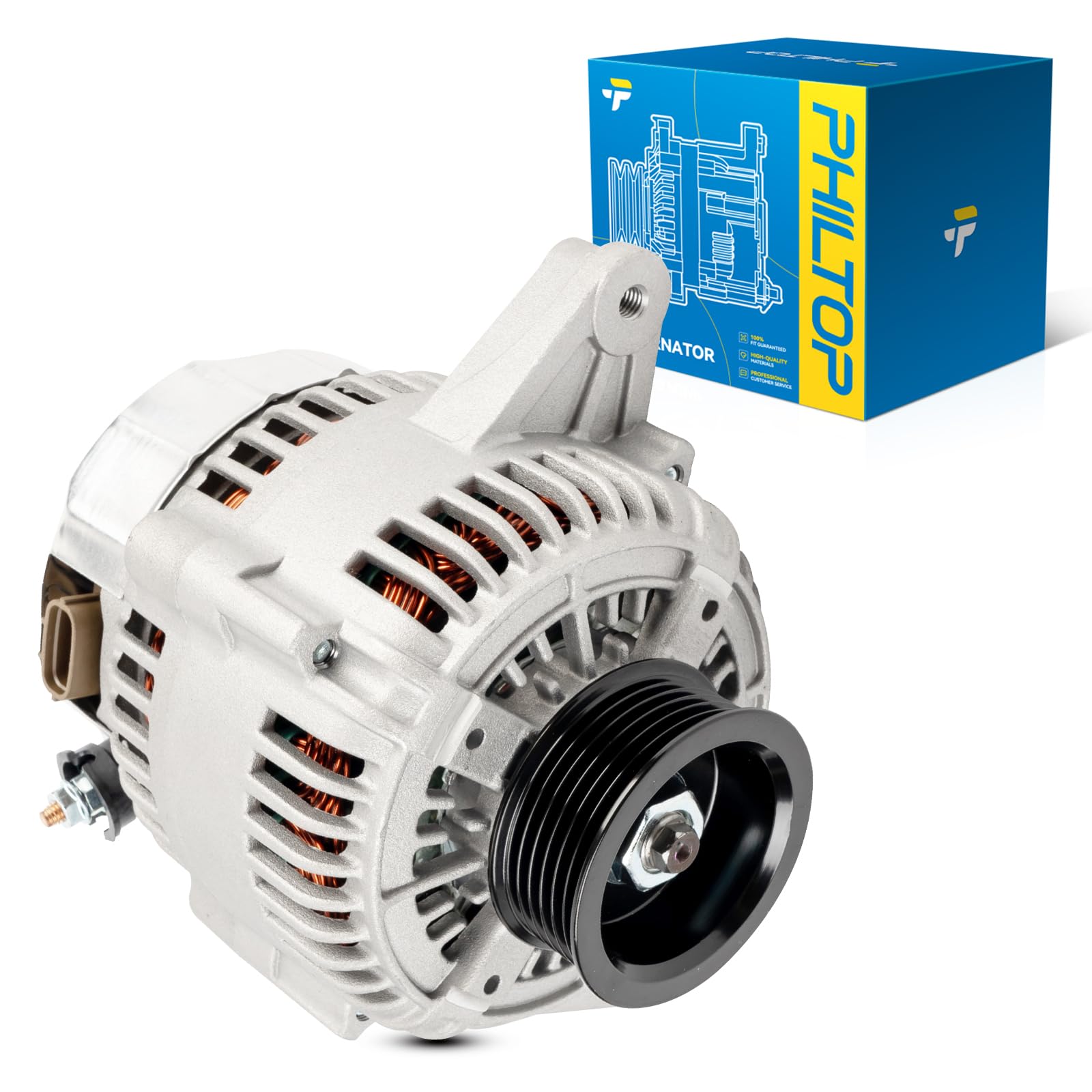 PHILTOP Alternator Compatible with Toyota Avalon 1998-2004 High Amp Alternators Replace 13706N 12V 100Amp CW S6 6-Groove Pulley