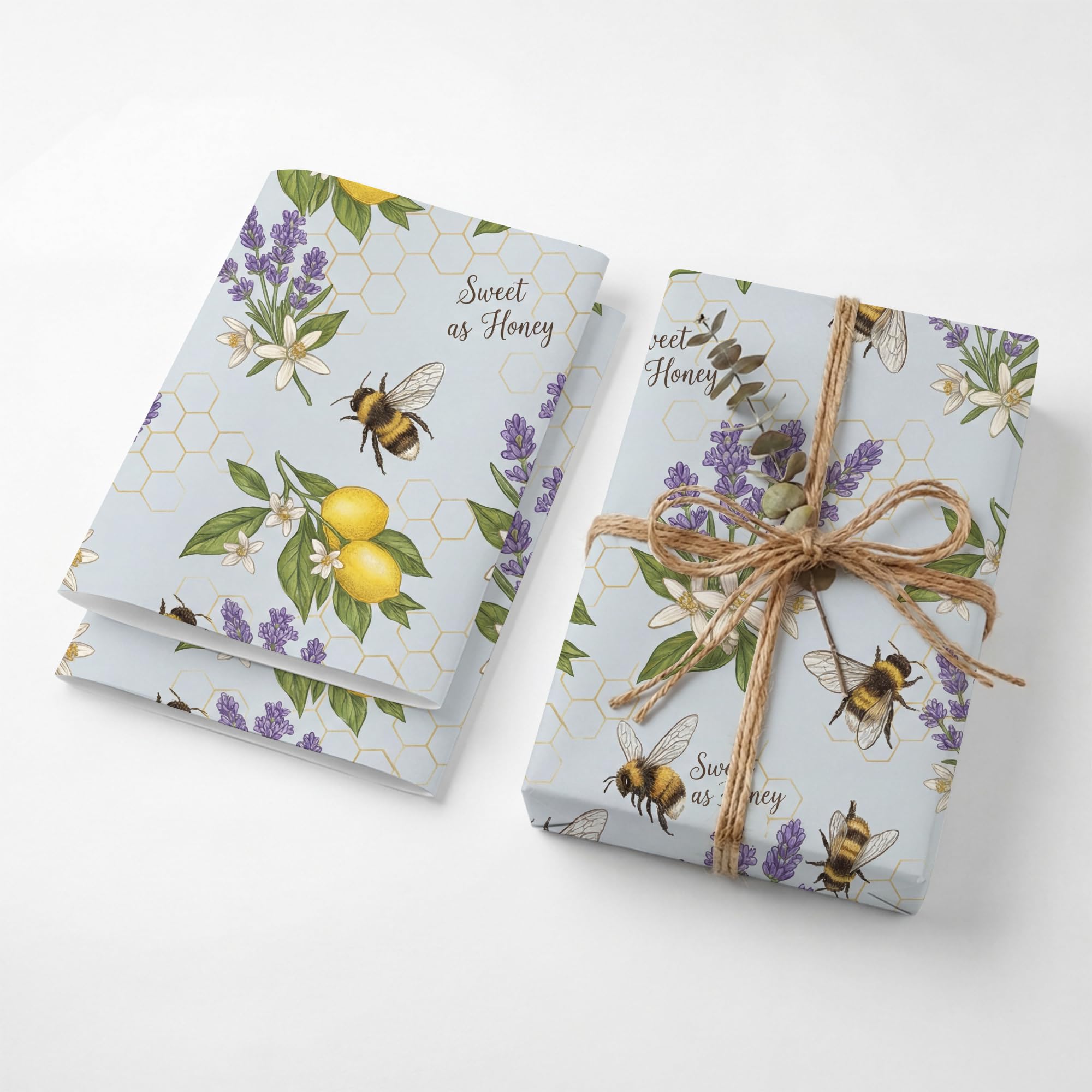 SHSEEN Sweet Honey Bee Lemon Wrapping Paper, 19.6 x 27.5 in, 2 Sheets — image 1