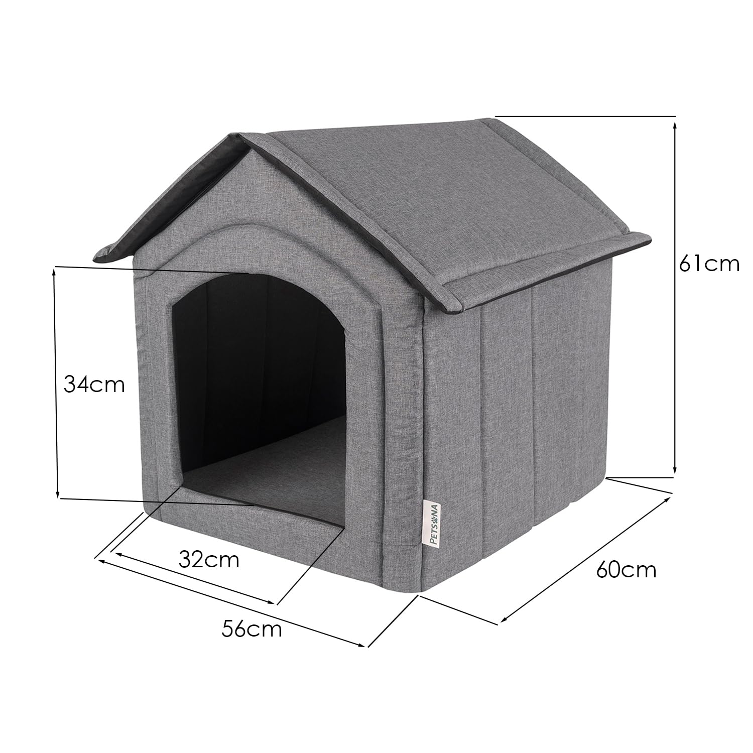 Grotta Per Cani Pieghevole Casa Per Cani Con Tetto Rimovibile Letto Per Gatti Animali Domestici Cuccia Per Cani Taglia XL, Grigio