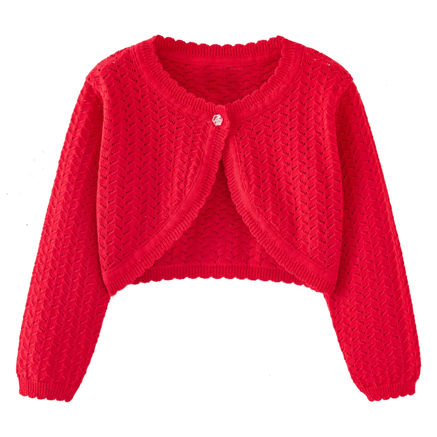 Girls Cardigan Sweater Toddler Bolero Shrug Baby Kids Long Sleeve Dress Up Button Closure Cropped Jacket Tops