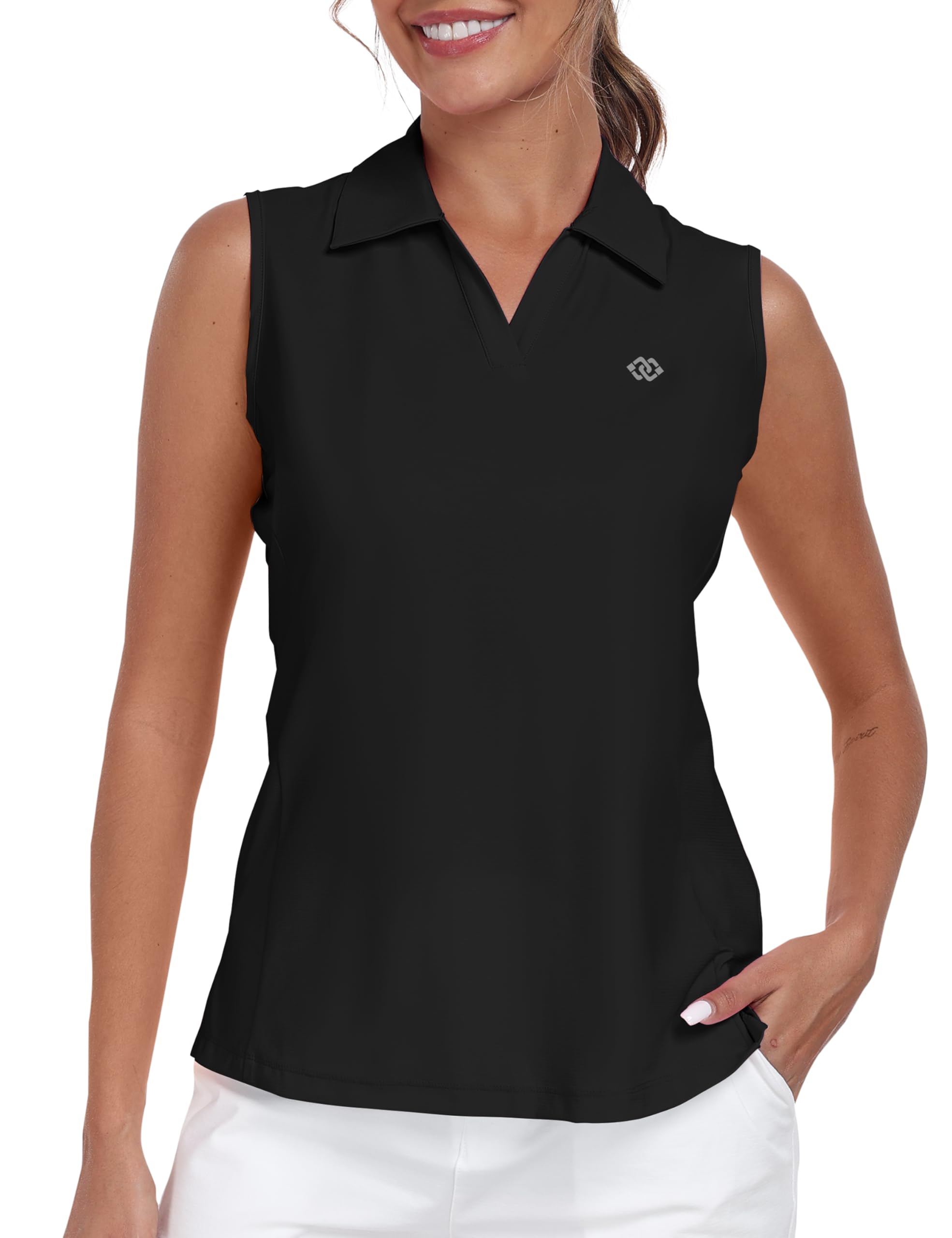 MoFiz Camicie da golf da donna senza maniche Canotte da tennis Racerback Polo Scollo a V Colletto ad asciugatura rapida Canotta atletica