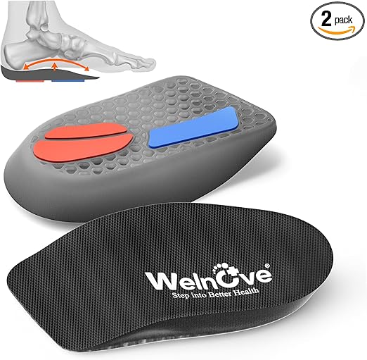 Heel Cup Plantar Fasciitis Inserts - Welnove Shock-Absorbing Soft Gel Heel Cushion Cups with Arch Support for Heel Spur Achilles Tendonitis Flat Feet - Heel Pads for Shoes,Women 10.5-13 Men 8.5-12