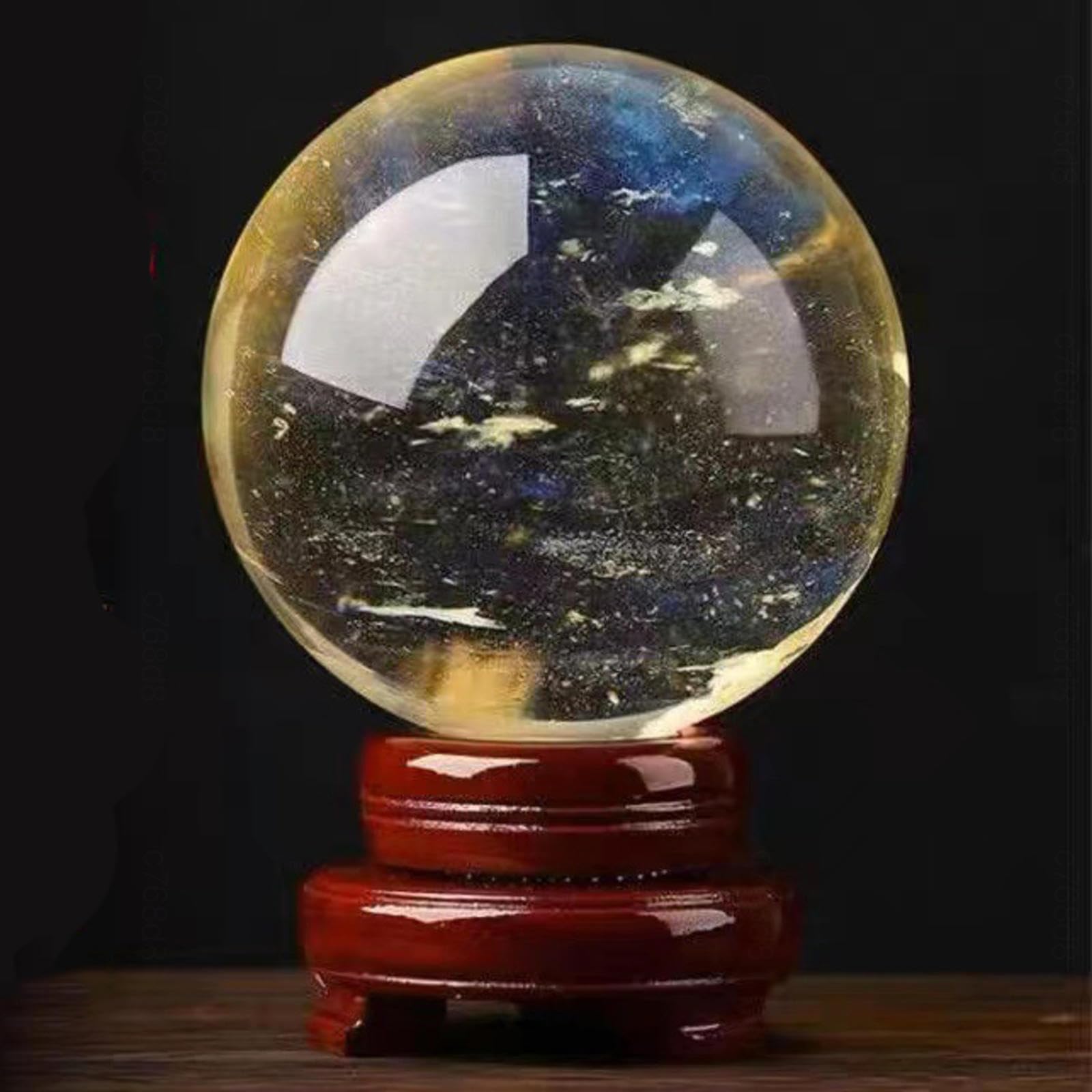NHKSFBLQ Citrine Crystal Sphere Ball, Feng Shui Crystal Transparent Crystal Ball Citrine Quartz Crystal with Holder for Wealth and Protect The House,Citrine ball-40~50mm