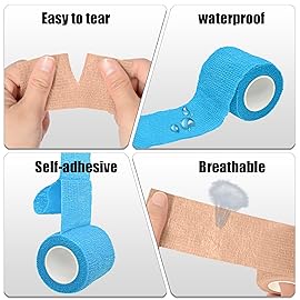 Twavang 6 Pack 2 Inches Self Adhesive Bandage Wrap Breathable Cohesive Bandage Elastic Tape for Pets, Athletic, Sports, Wrist, Knee, Ankle(5 Yards Per Roll, Skin Color)