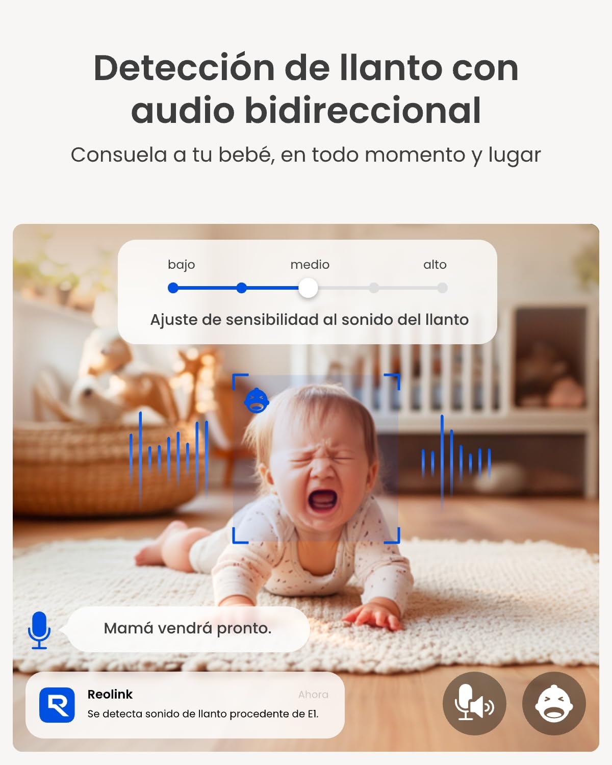 Reolink 2K Camara Vigilancia WiFi Interior, 360° View, Seguimiento Automático, Visión Nocturna, Camara Vigilancia Domicilio WiFi con Detección Inteligente, Audio Bidireccional, Baby Monitor, E1 4MP