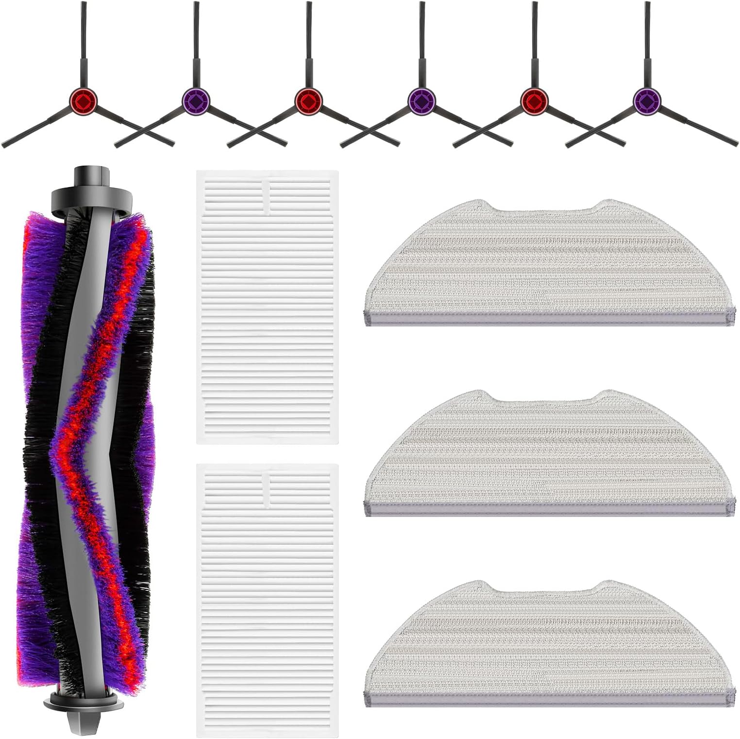 Alloytool 12 Piece Accessory Set for Eureka E10s Robot Vacuum Cleaner, Replacement Parts Includes 1 Main Brush, 2 HEPA Filters, 3 Wipes, 6 Side Brushes