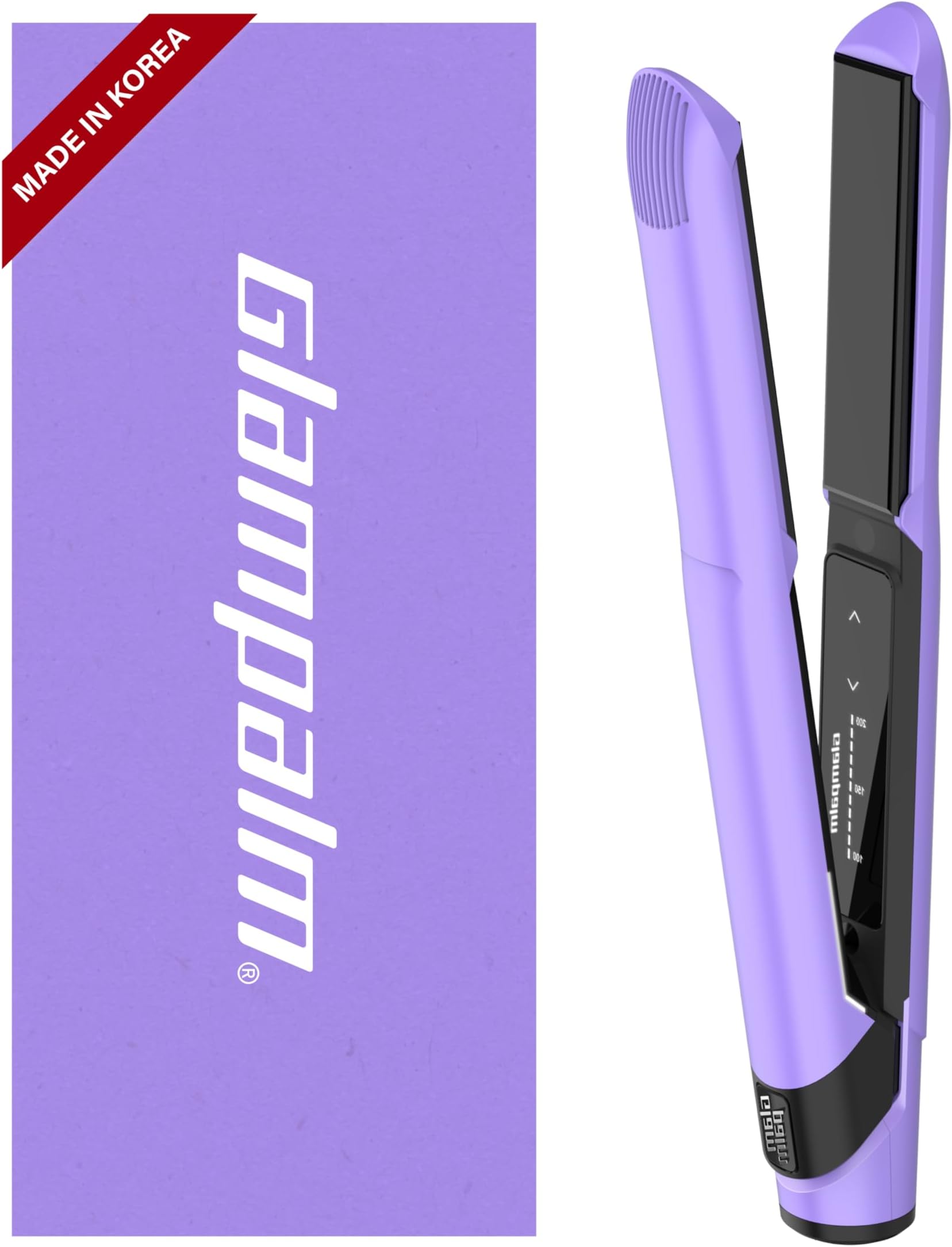 GLAMPALM GlamMuse 1" | All-Ceramic Flat Iron Infused with Vita-C, Salon Results with Less Heat Damage, Trusted by K-Pop Hair Stylists, Dual Voltage Hair Straightener, Silk Press | GP201T