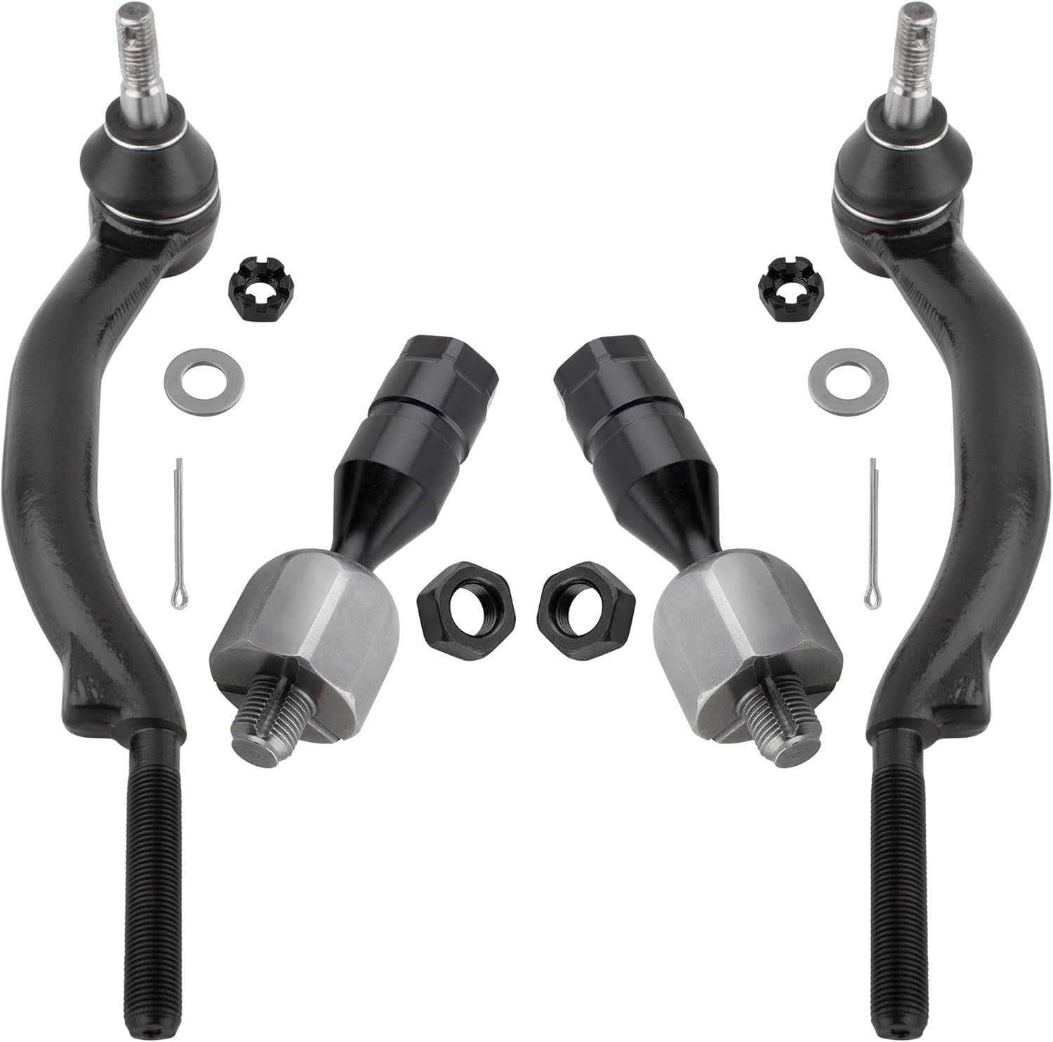 EV800711 ES800641 ES800642 Front Inner & Outer Tie Rod End Links for Cadillac CTS 2008 2009 2010 2011 2012 2013 AWD, Pack of 4