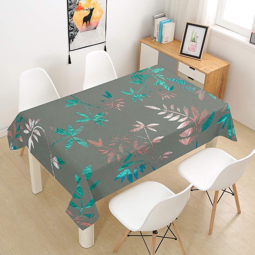 Tovaglia Rettangolare di Elegante Stampa, Morbuy Tovaglie da Tavolo Impermeabile Antimacchia 100% Poliestere Per Cucina Giardino Feste Decorazioni (Foglie sfumate,90x90cm