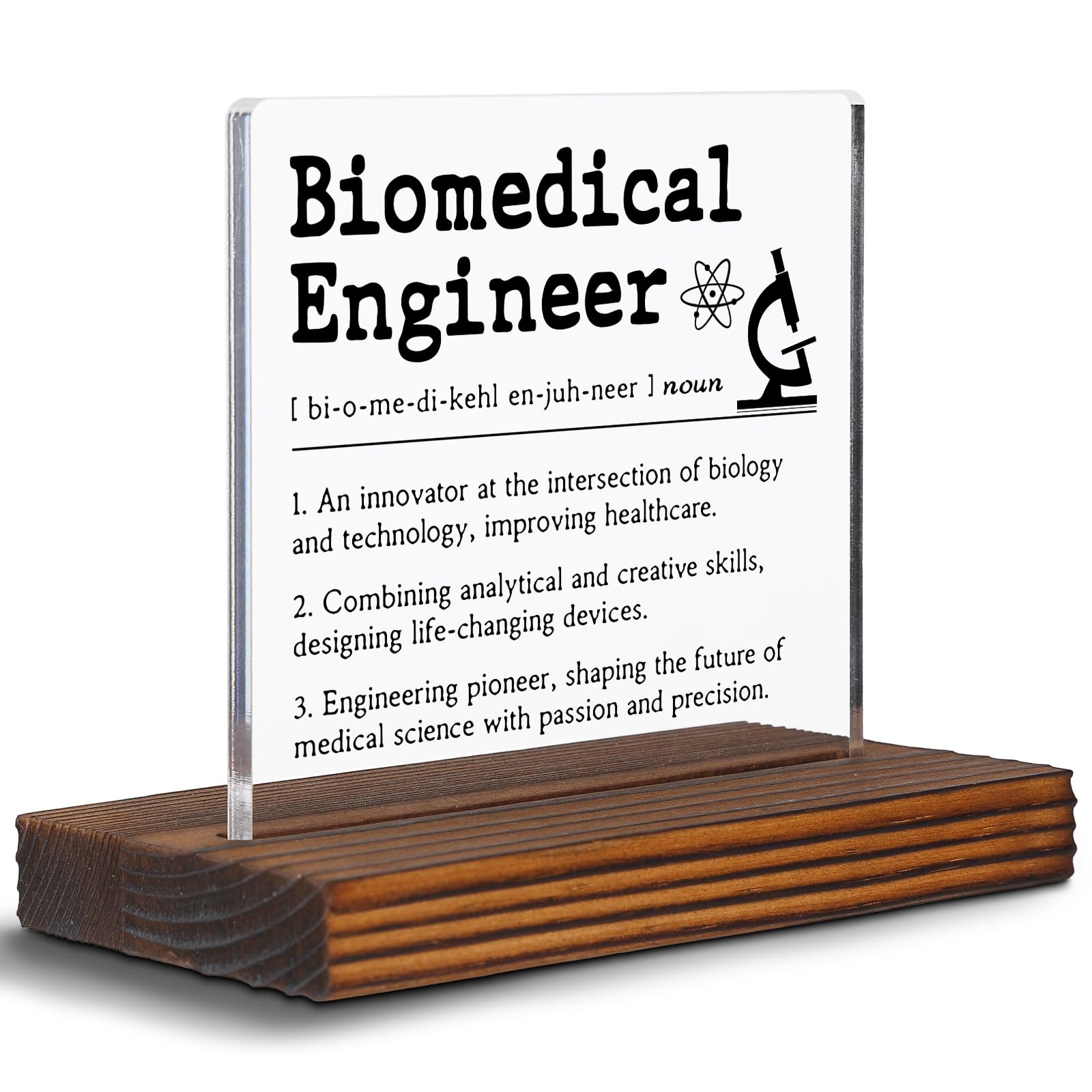 EFFJNSGFunny Biomedical Engineer Clear Desk Decorative Sign, Work Anniversary Appreciation Gift for Engineers Recognition Retirement Goodbye Farewell Gift Thank You Plaques for Women Men EDC14