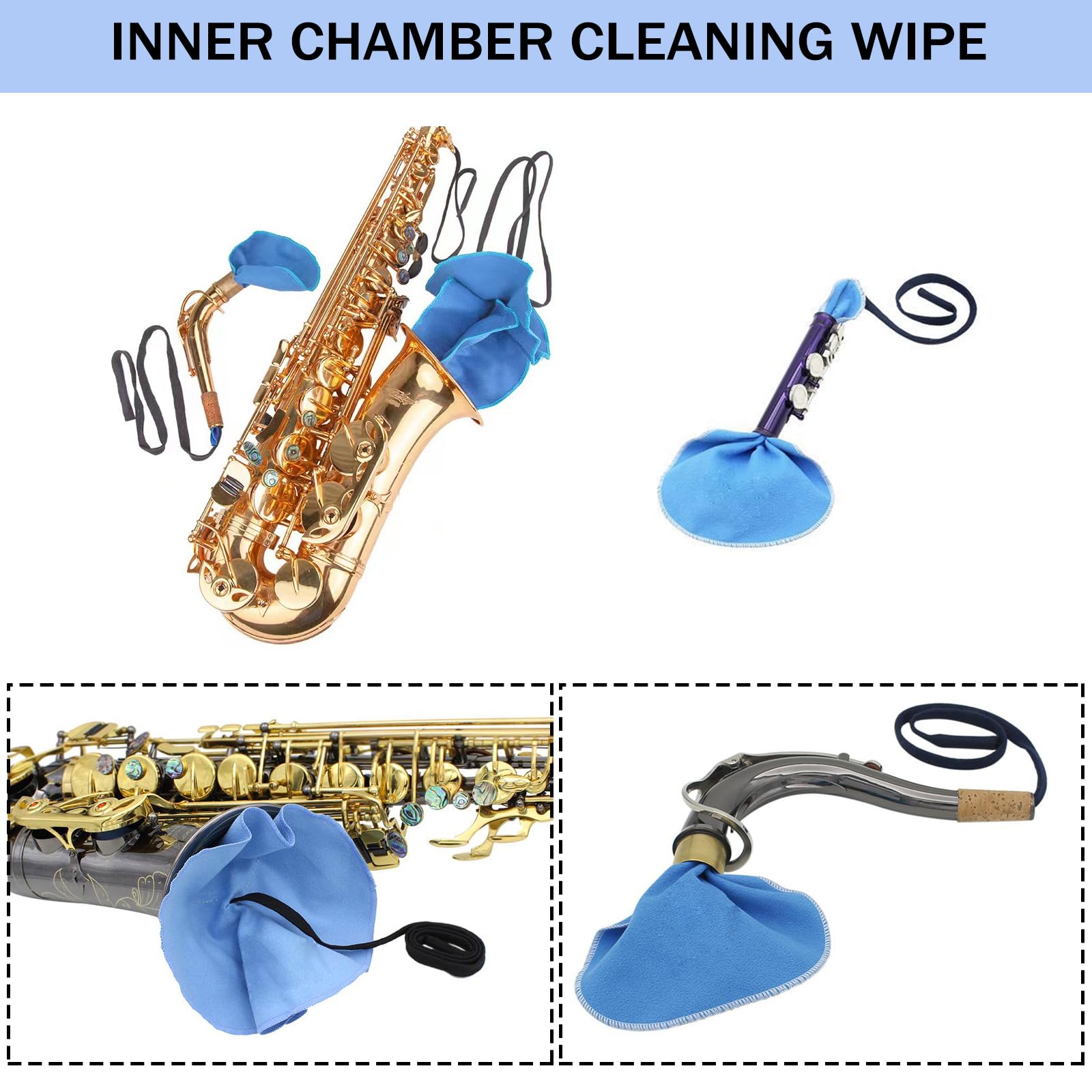 TYXHXTF Kit de Nettoyage pour Saxophone, Chiffons de Nettoyage pour Saxophone, pour l'entretien de la Clarinette de Saxophone