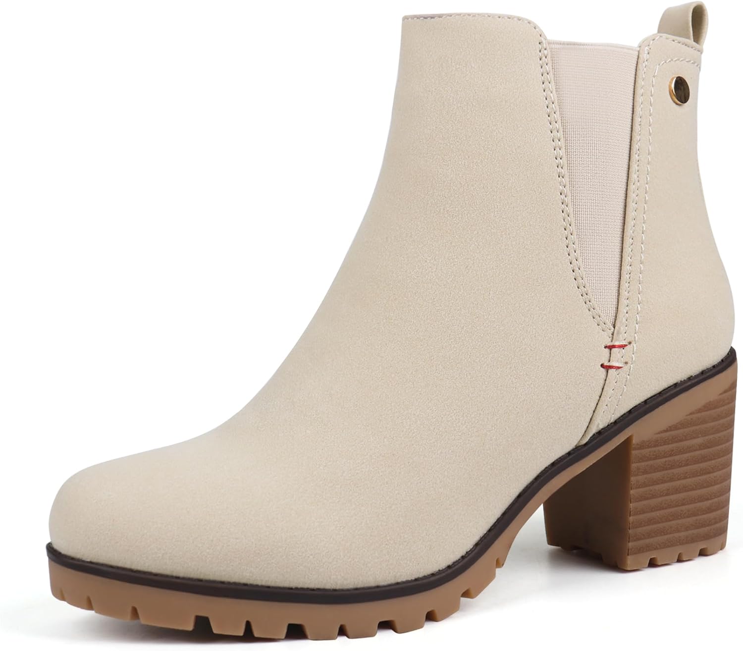 JABASIC Women Casual Ankle Booties Block Heel Slip On Chelsea Boots