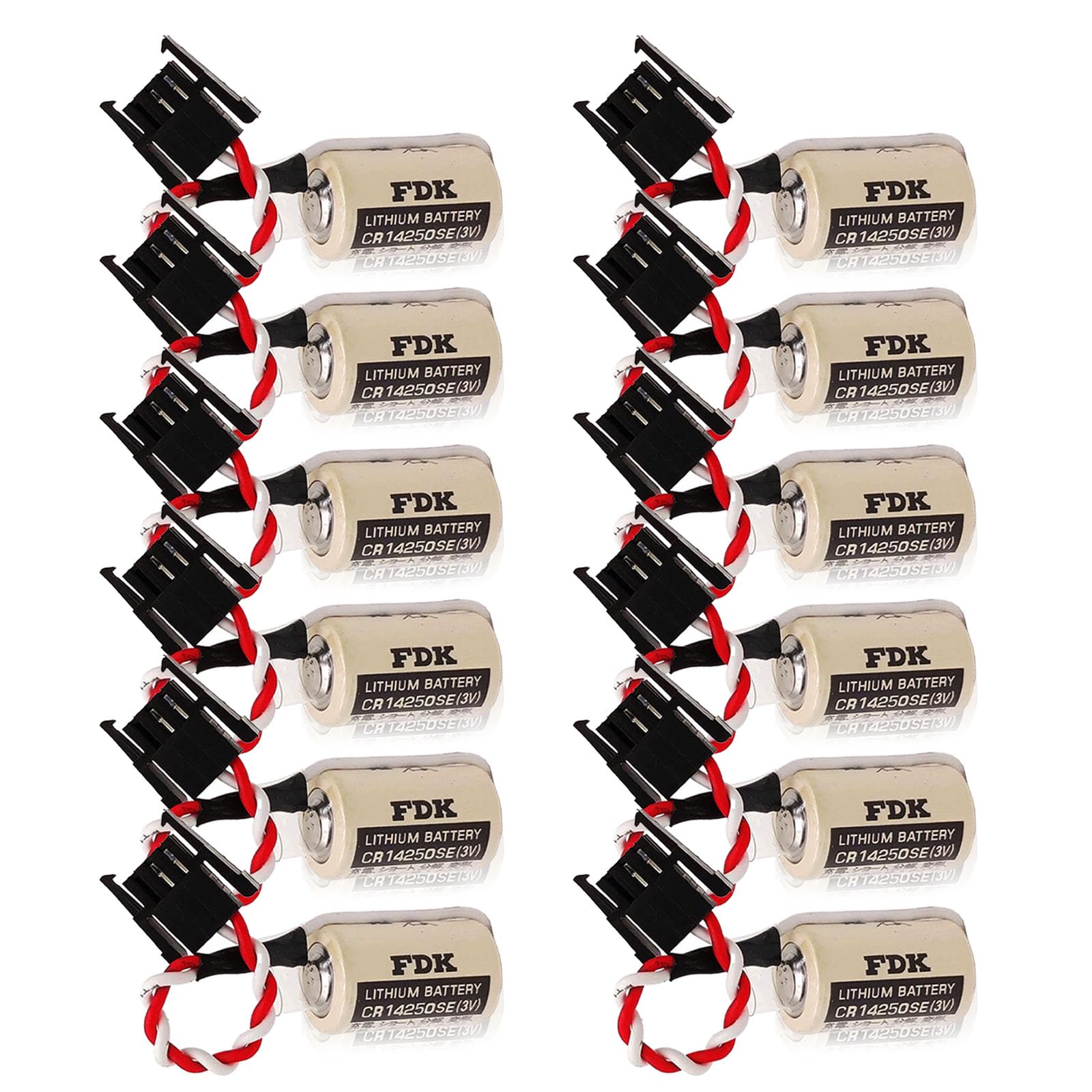 DZYZWSGFCLJX *[12 Pack] 3V 1000mAh CR14250SE 1/2AA PLC Battery for Sanyo CR14250SE Battery for FDK Lithium Battery CR14250SE, 1747-ba Battery with Black Connector