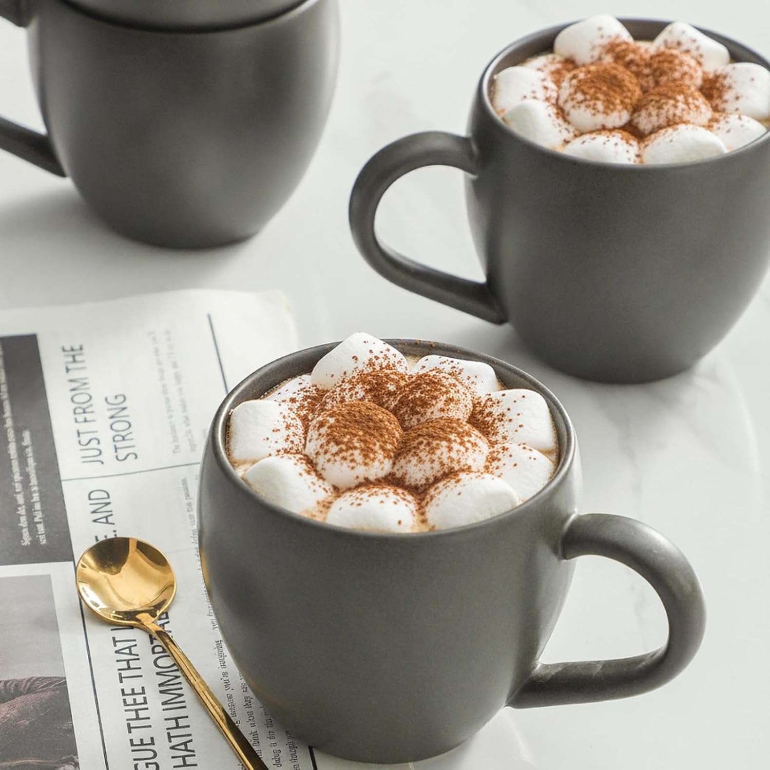 Coffee Mugs Set of 4, Stoneware 16 Oz Coffee Mugs for Cappuccino Latte Cocoa and Tea, Ceramic Coffee Cups with Handle,Black Mugs for Housewarming Gifts, Microwave and Dishwasher Safe - Image 6